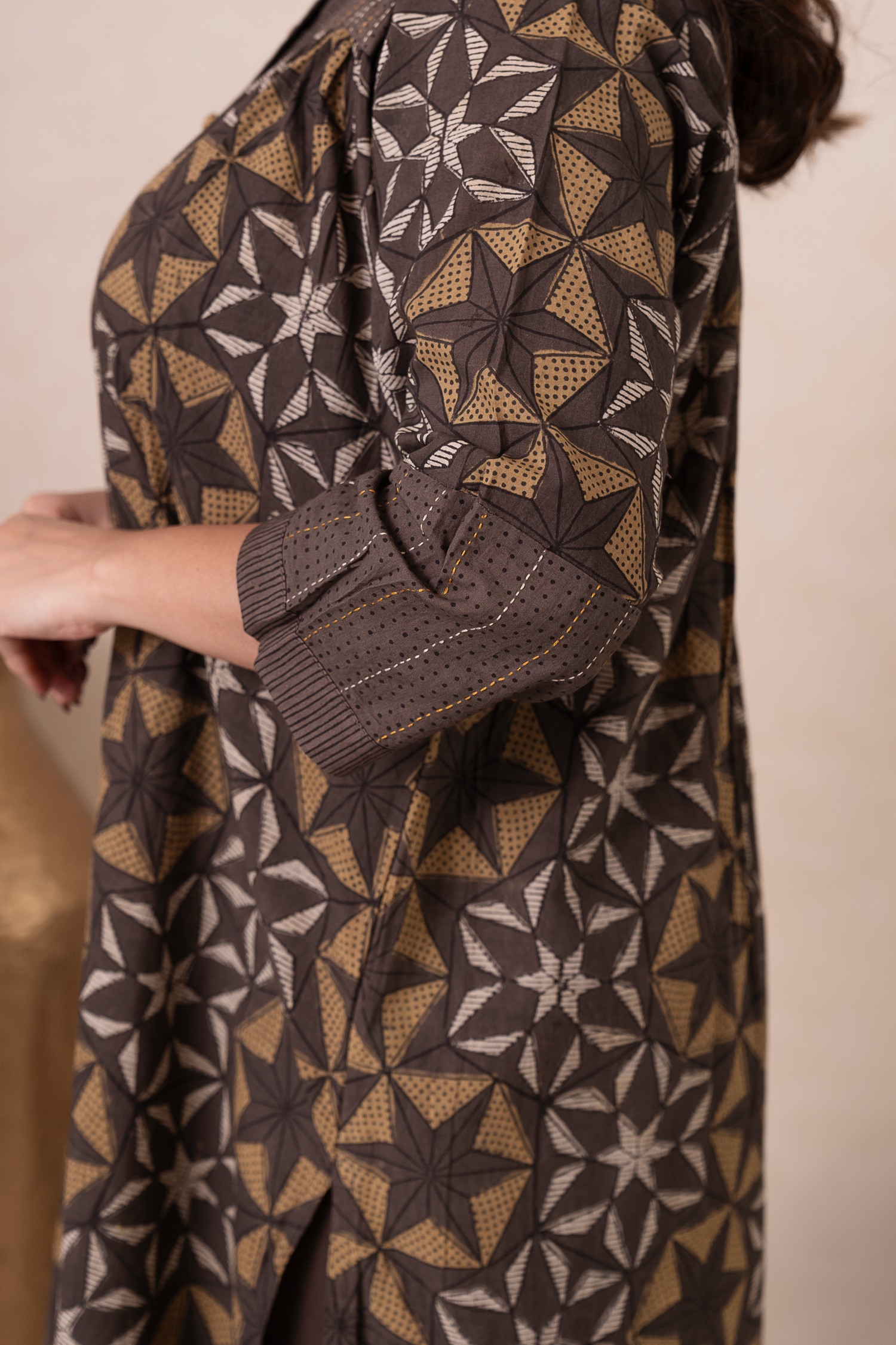 Aakruti Brown Ajarakh Cotton Kurta | Ray-ethnic