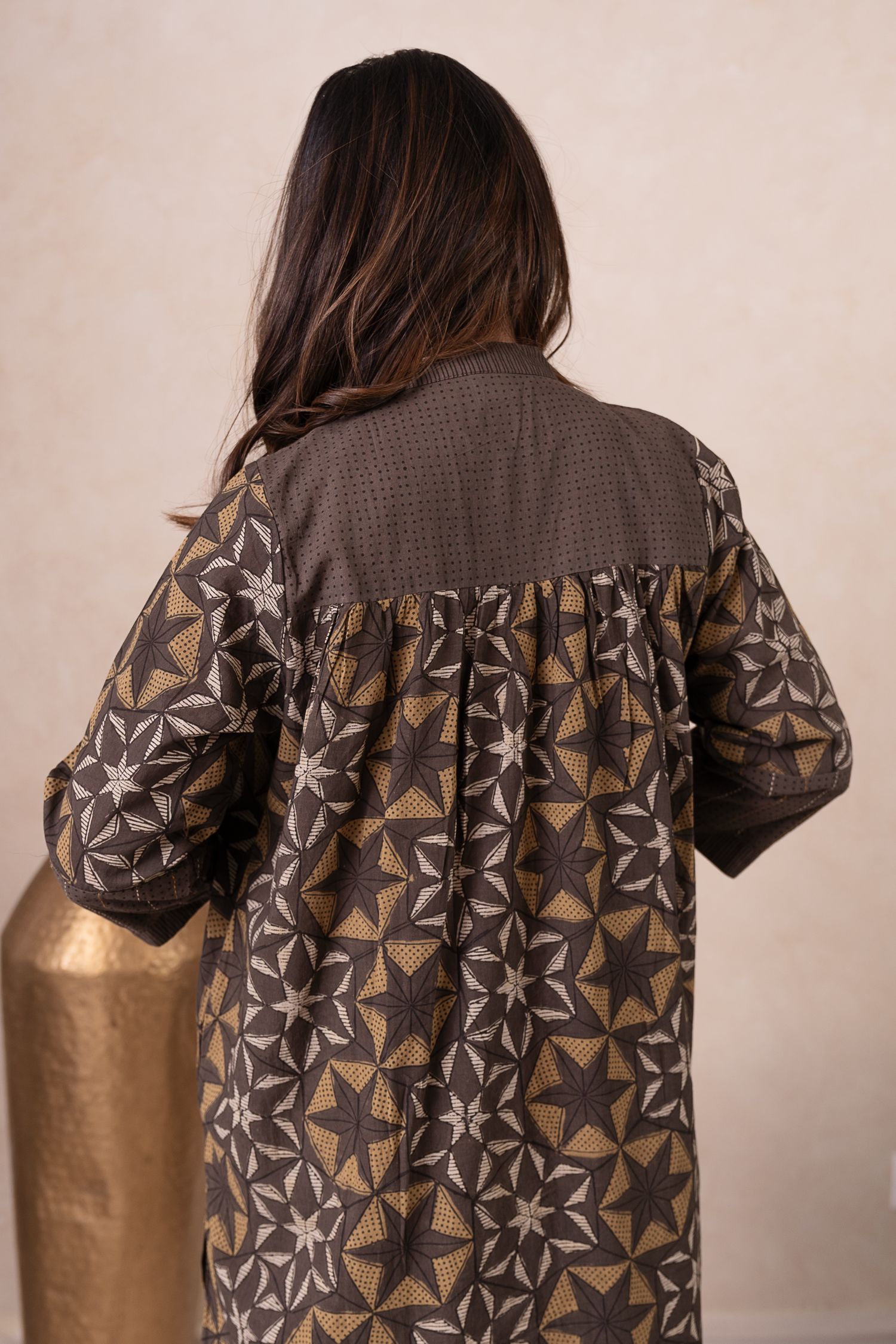 Aakruti Brown Ajarakh Cotton Kurta | Ray-ethnic