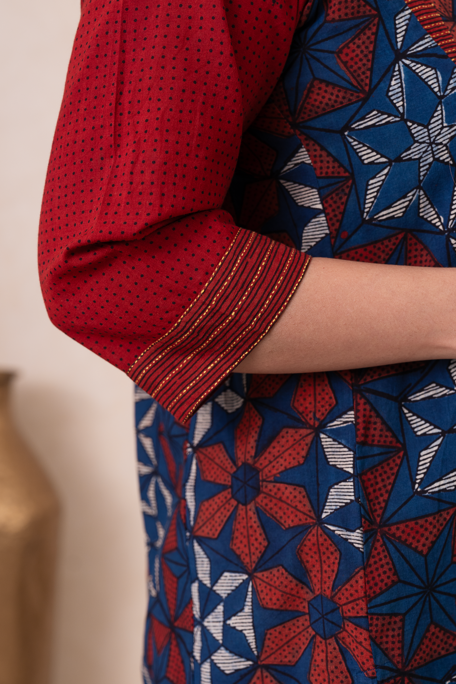 Aakruti Navy Blue Ajarakh Cotton Kurta | Ray-ethnic