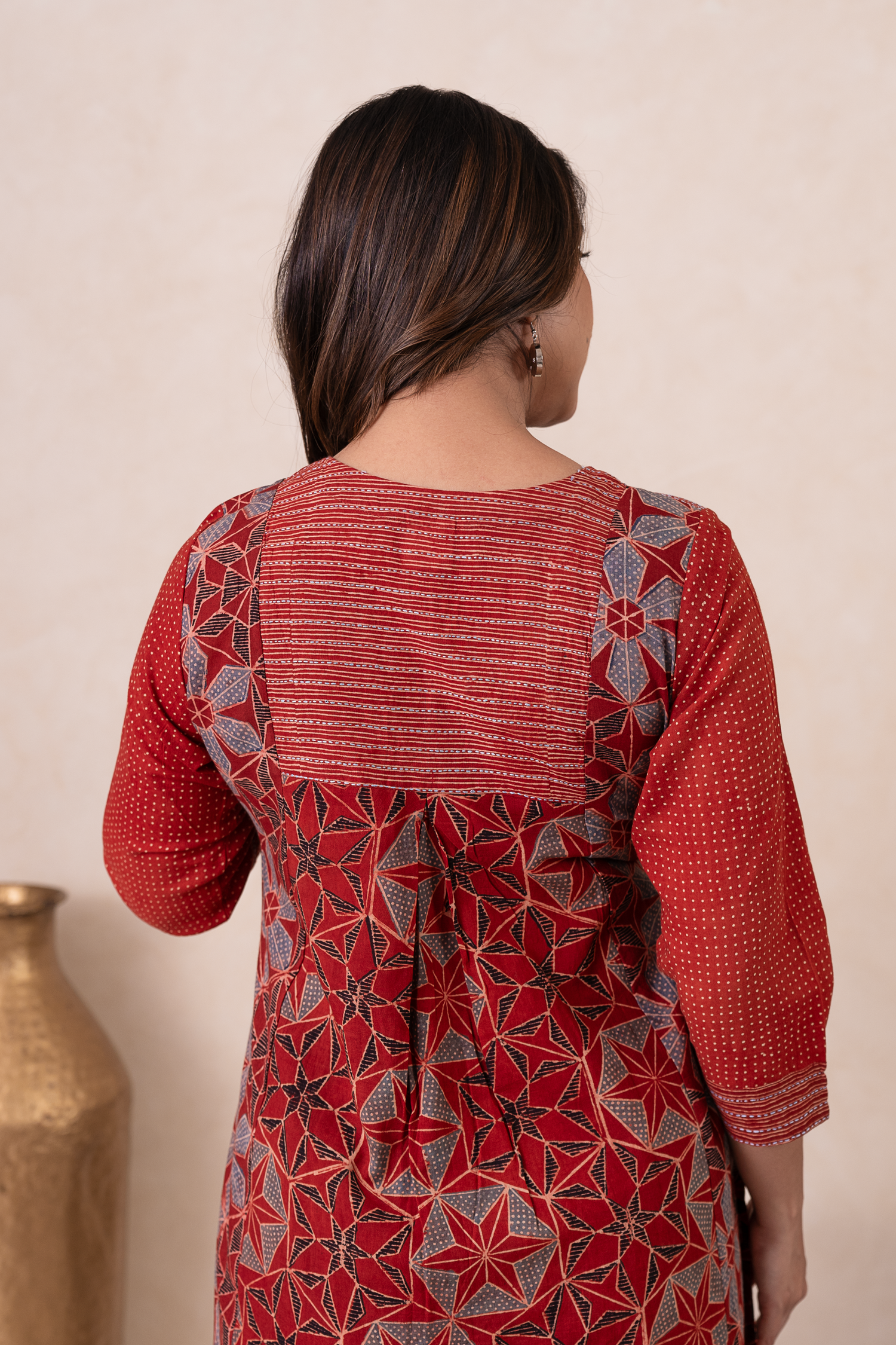Aakruti Rust Ajarakh Cotton Kurta | Ray-ethnic