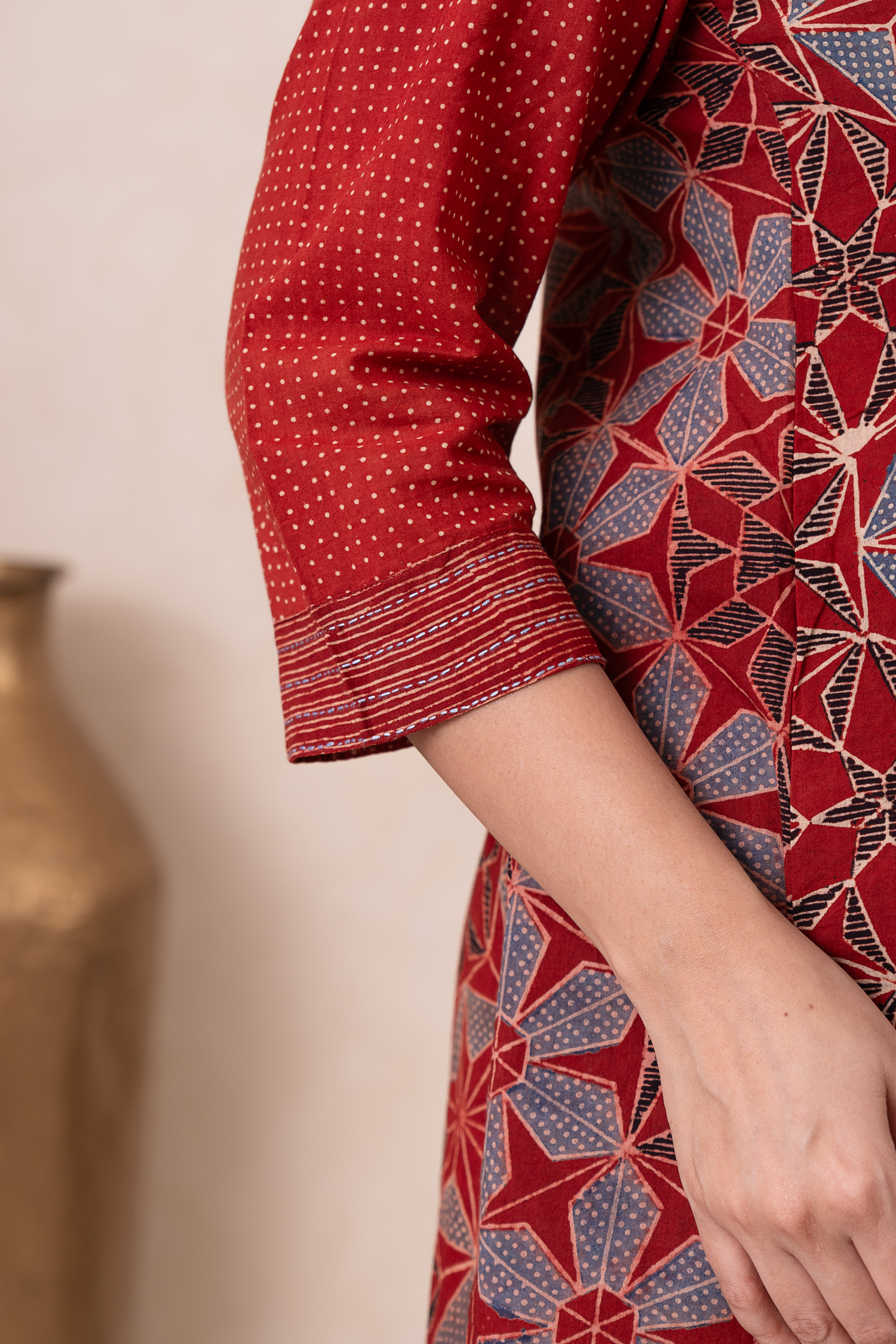 Aakruti Rust Ajarakh Cotton Kurta | Ray-ethnic