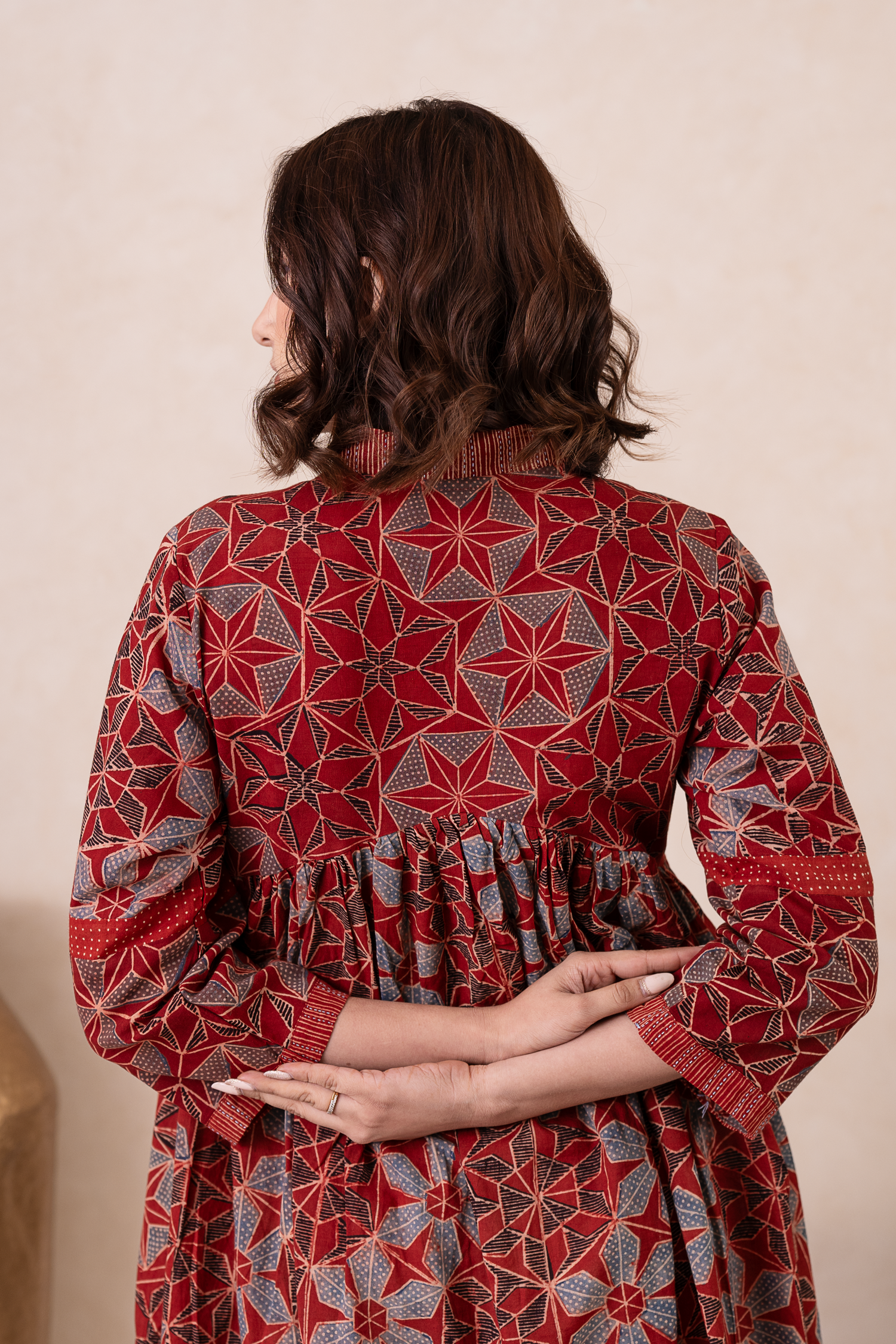 Aakruti Rust Ajarakh Cotton Dress | Ray-ethnic