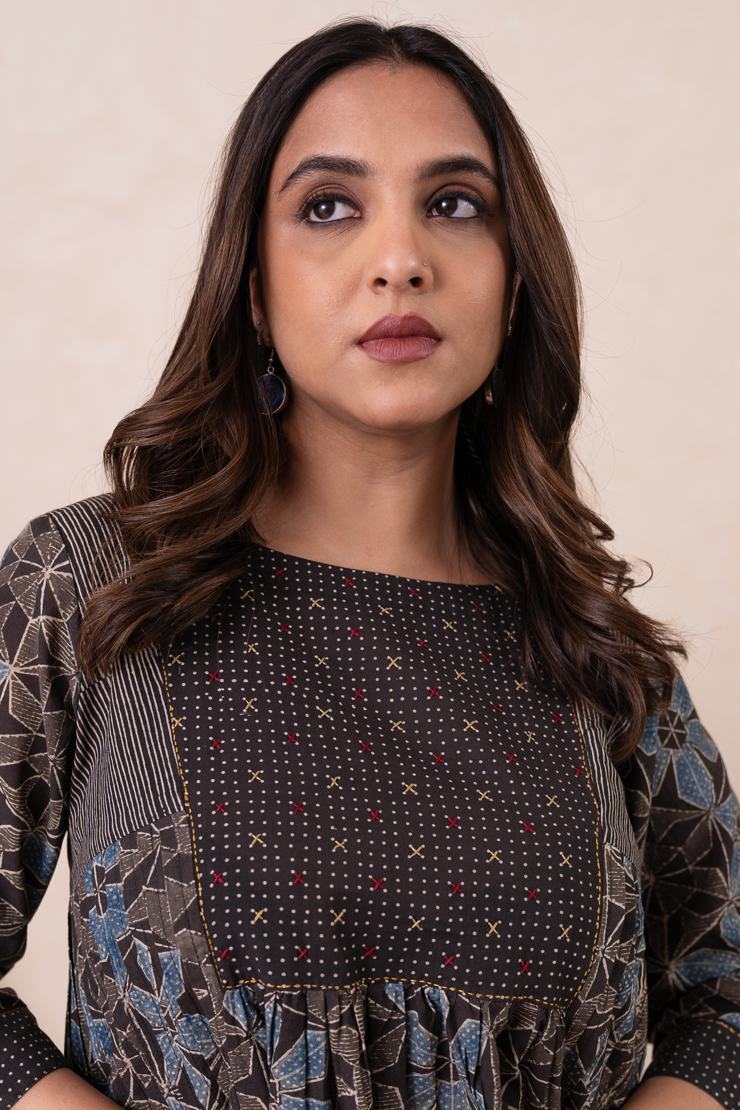 Aakruti Black Ajarakh Cotton Dress | Ray-ethnic