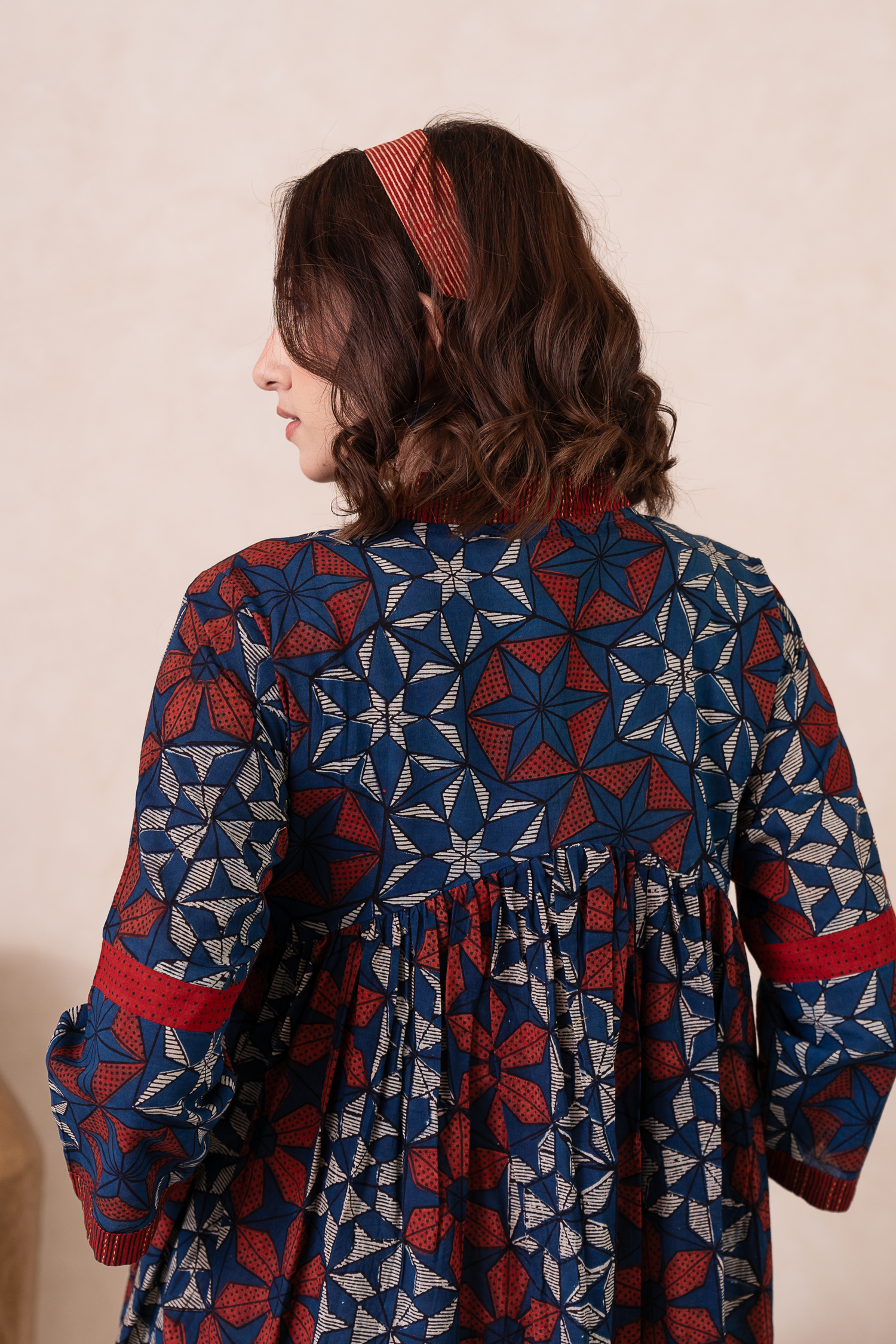 Aakruti Navy Blue Ajarakh Cotton Dress | Ray-ethnic
