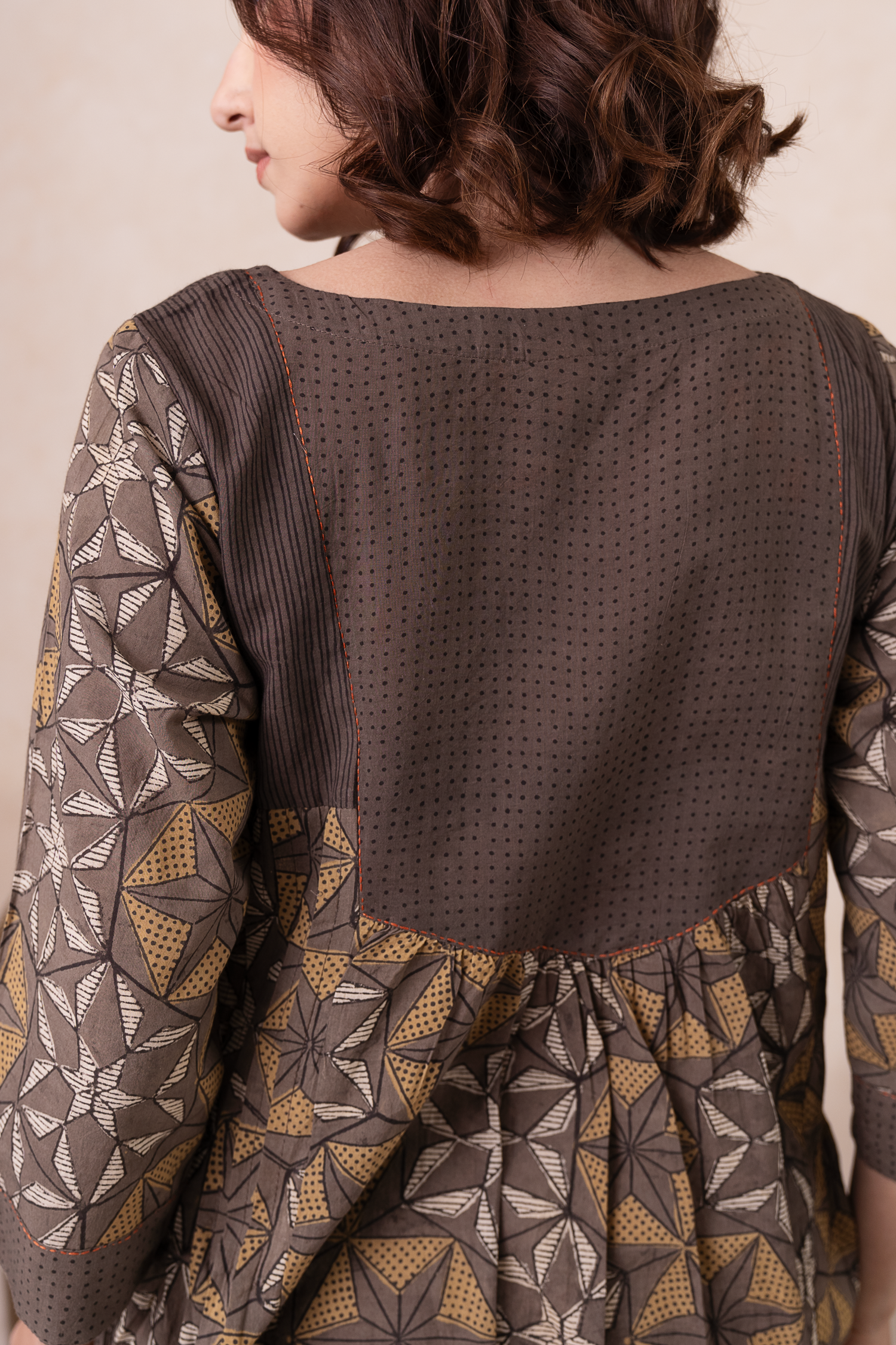 Aakruti Brown Ajarakh Cotton Dress | Ray-ethnic