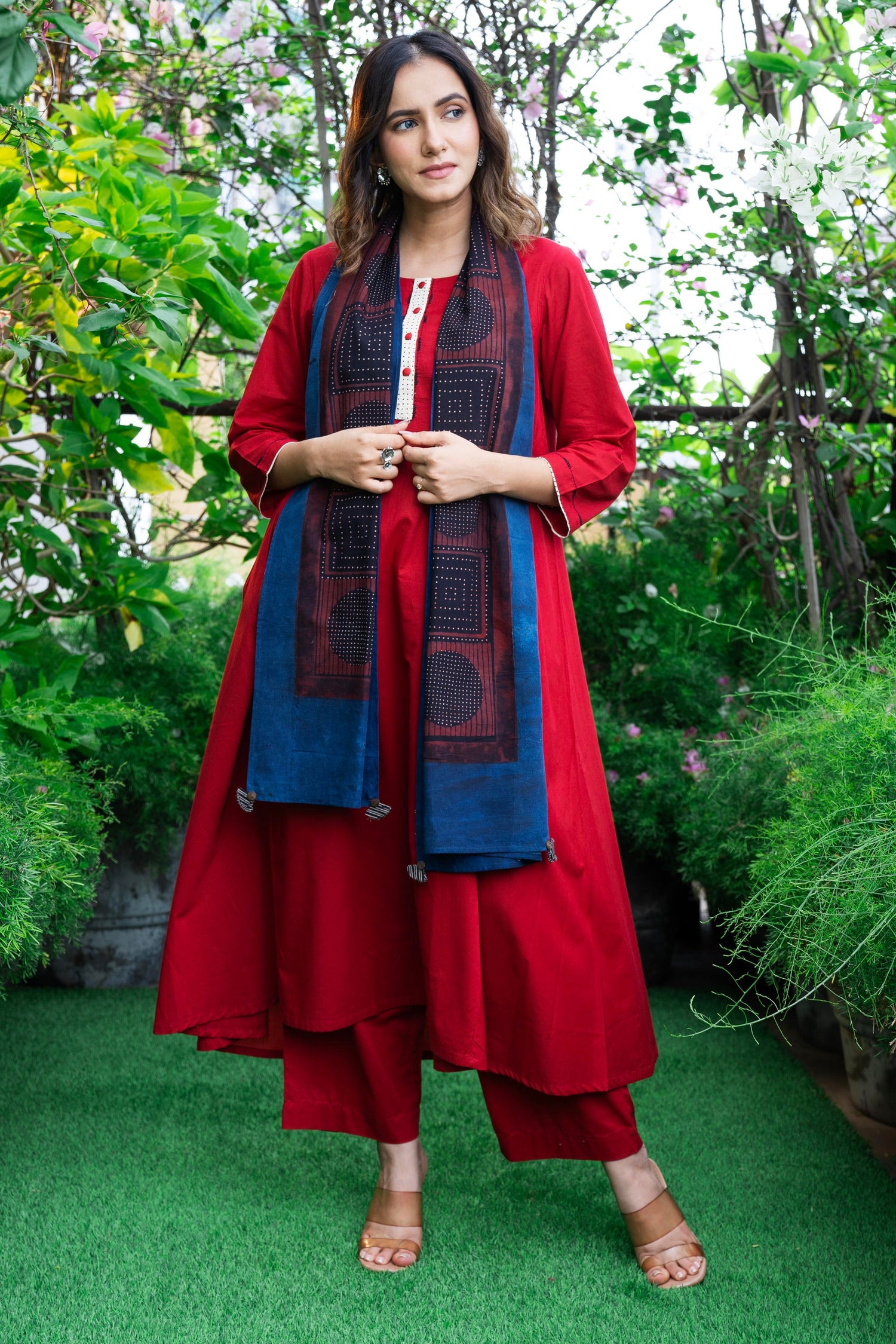 Aakaar Maroon Ajarakh Cotton Set Of 2 | Ray-ethnic