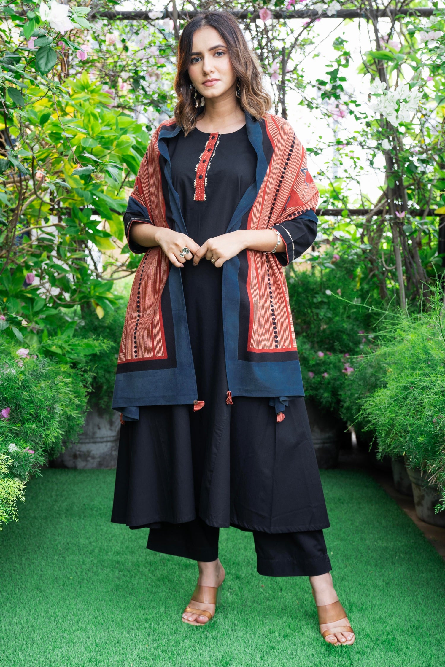 Aakaar Black Ajarakh Cotton Set Of 2 | Ray-ethnic