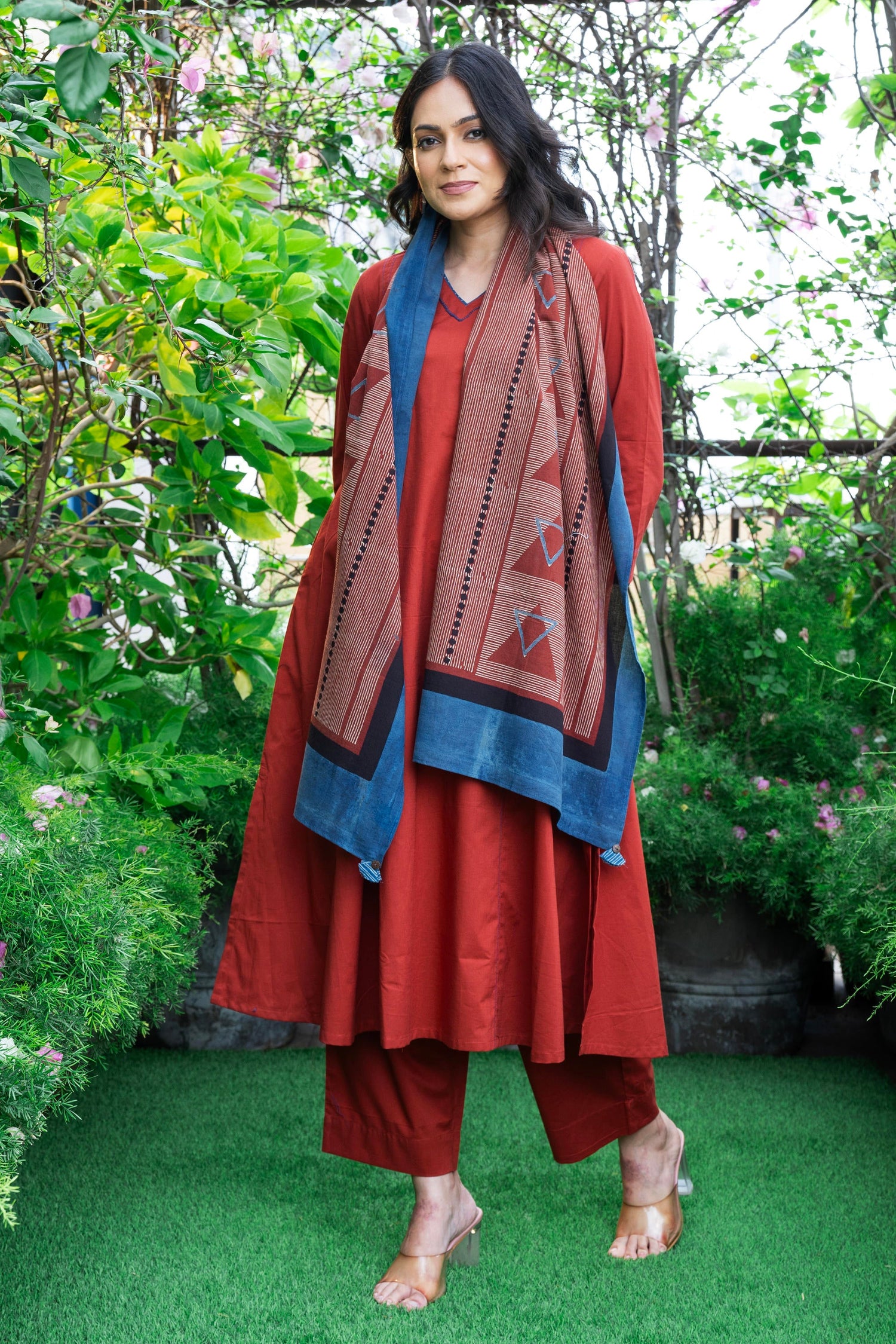 Aakaar Rust Ajarakh Cotton Set Of 2 | Ray-ethnic