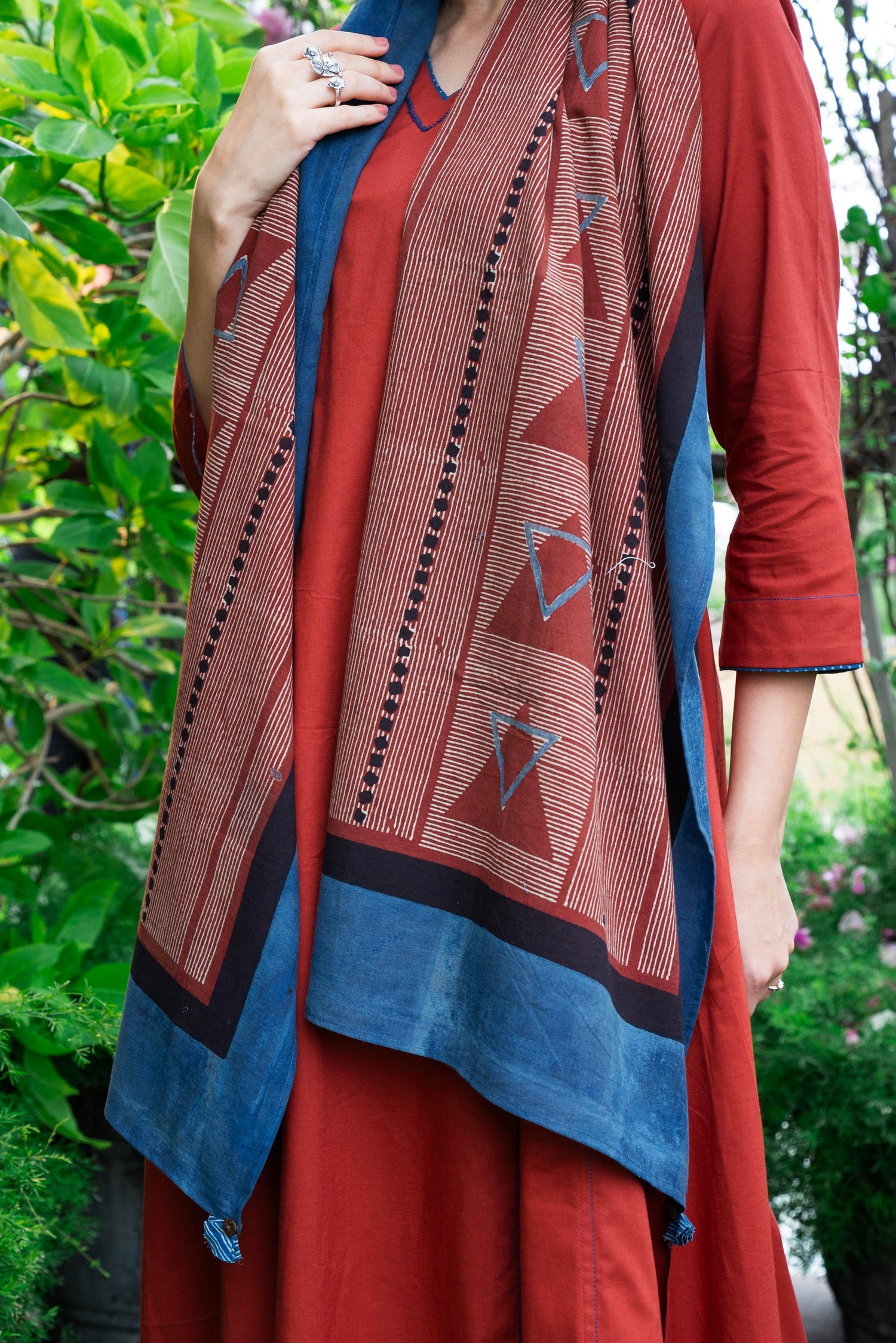 Aakaar Rust Ajarakh Cotton Set Of 2 | Ray-ethnic