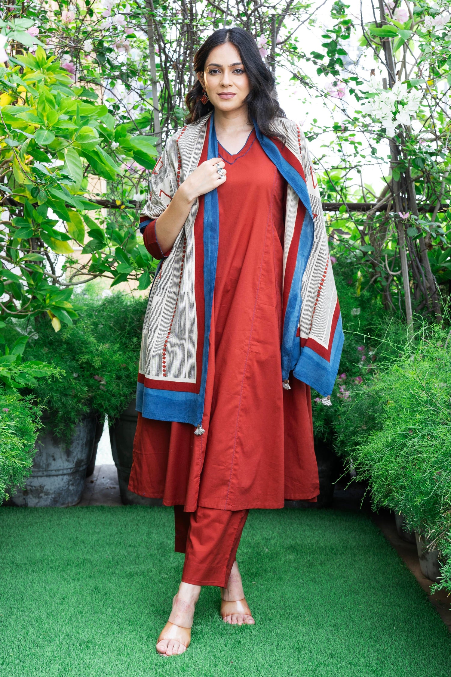 Aakaar Rust Ajarakh Cotton Set Of 2 | Ray-ethnic