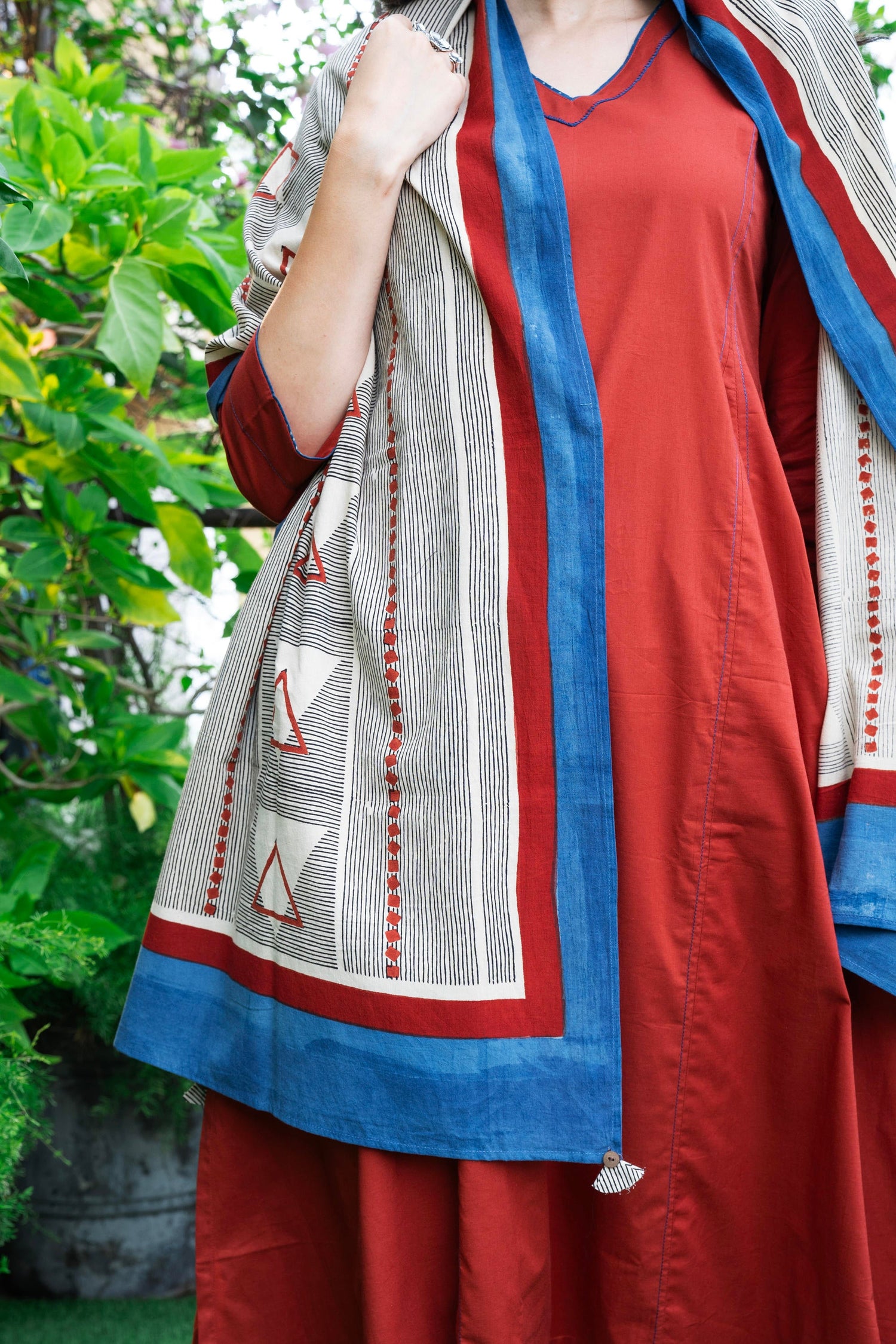 Aakaar Rust Ajarakh Cotton Set Of 2 | Ray-ethnic