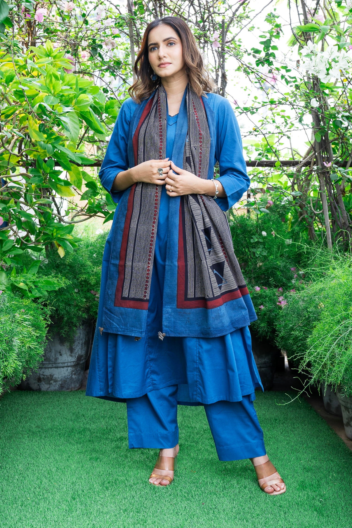 Aakaar Ink Blue Ajarakh Cotton Set Of 2 | Ray-ethnic