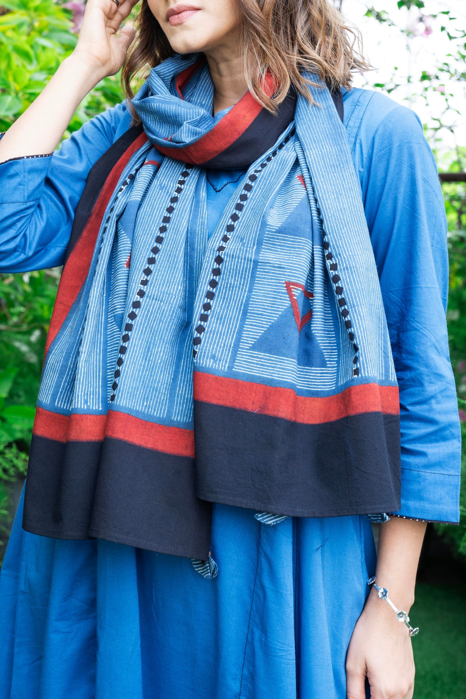 Aakaar Ink Blue Ajarakh Cotton Set Of 2 | Ray-ethnic