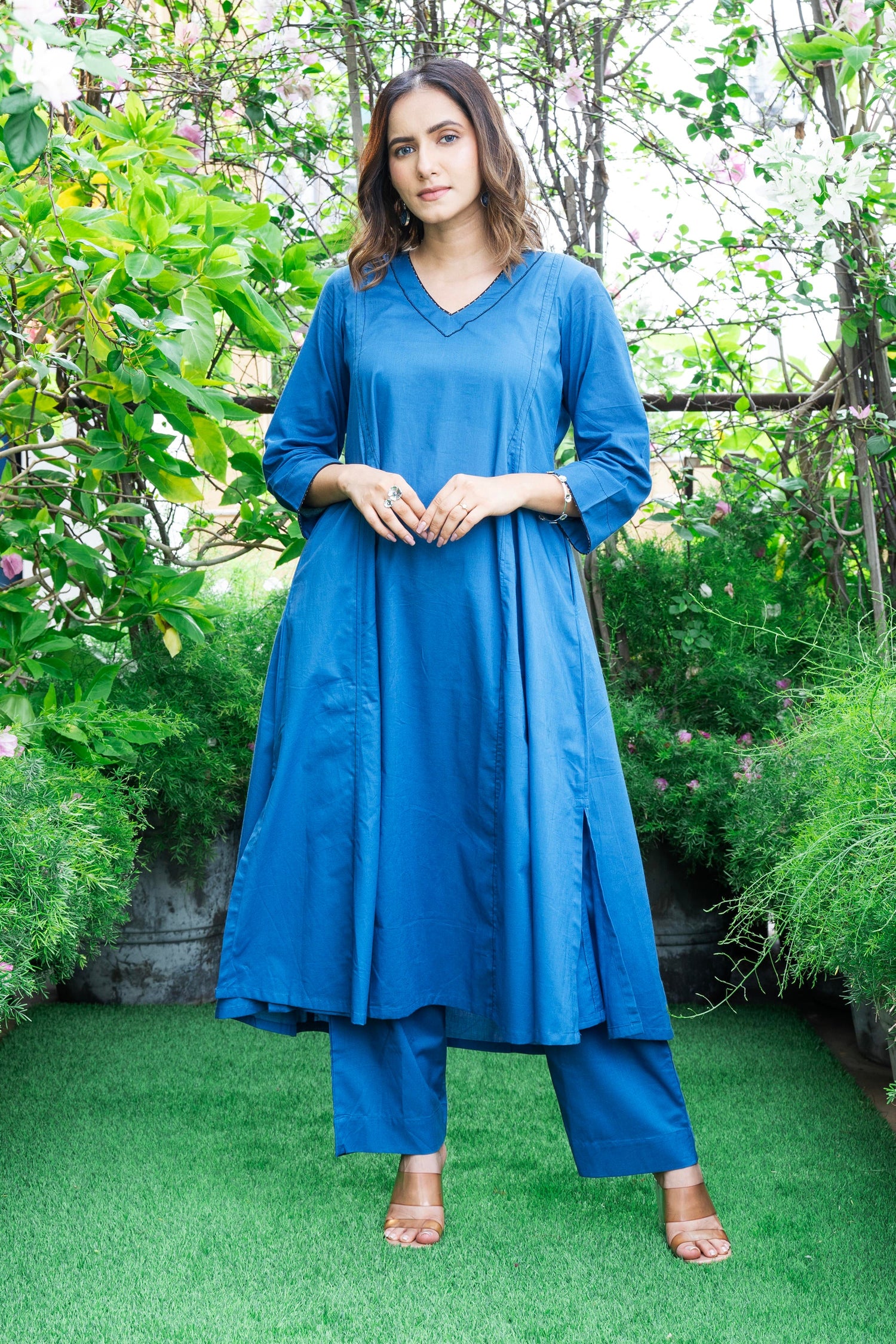 Aakaar Ink Blue Ajarakh Cotton Set Of 2 | Ray-ethnic