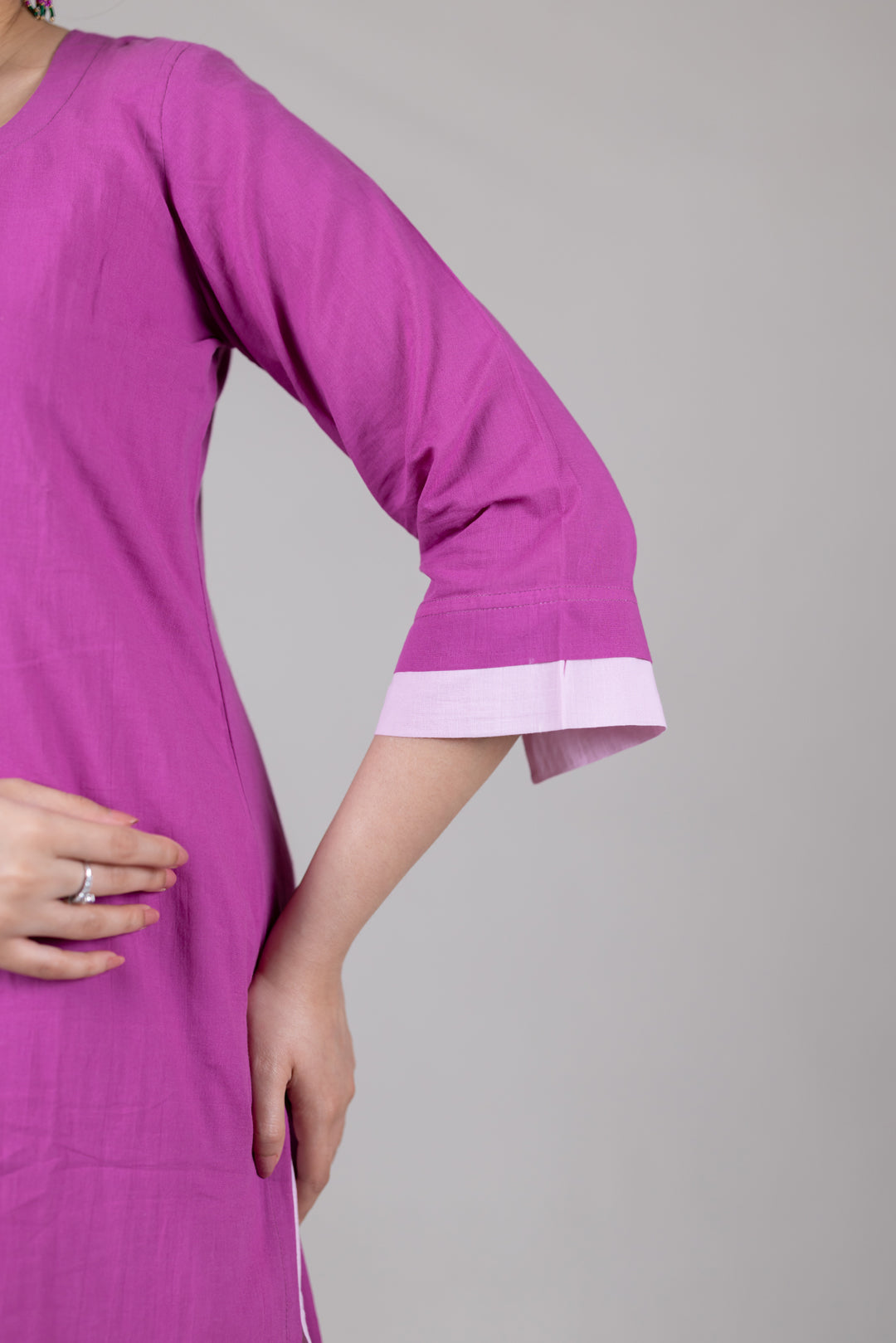 Layered Kurta Cord Set in Solid Pink for Women - Sahaj
