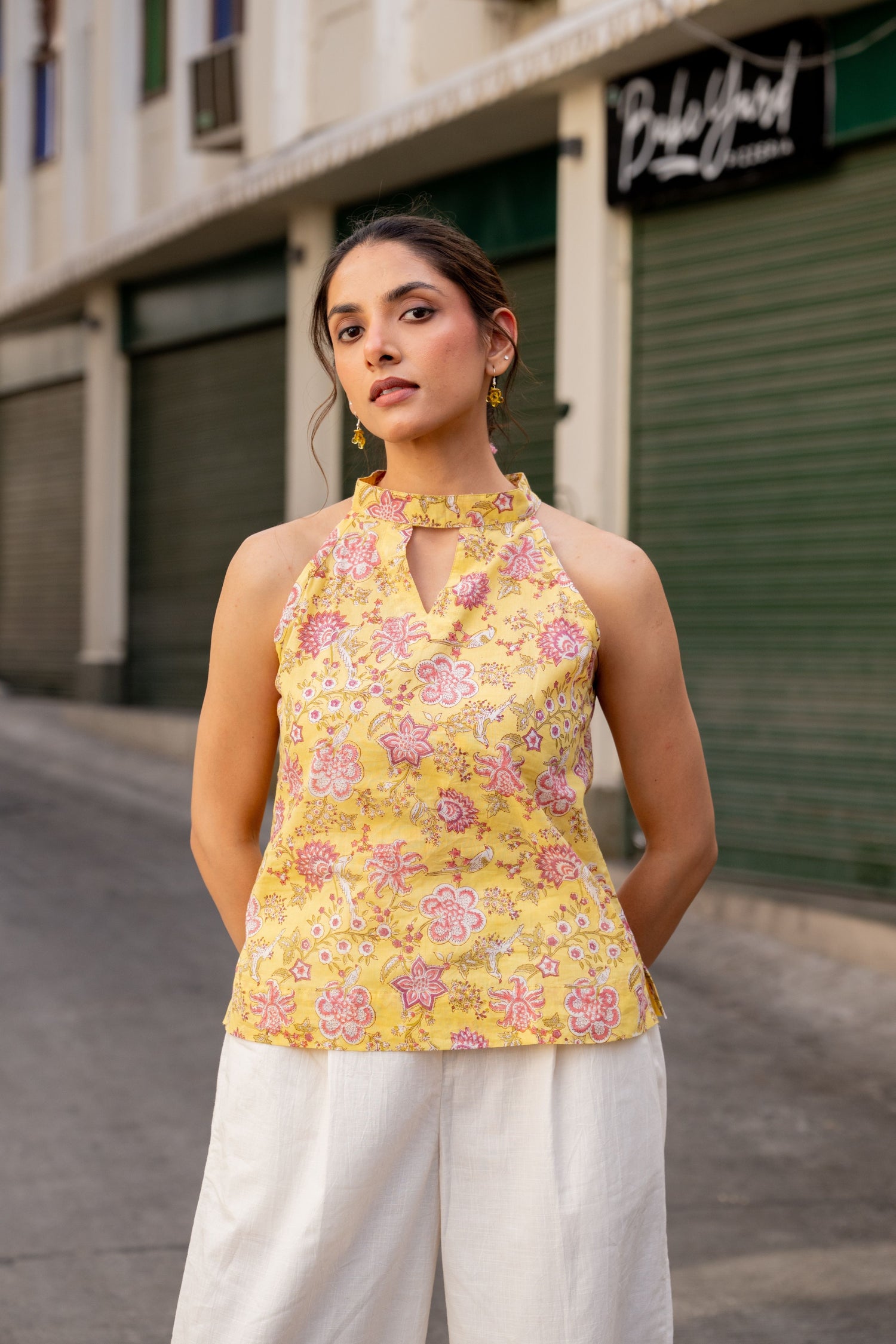 Mul Cotton Halter Neck Cutout Top – Secret Garden