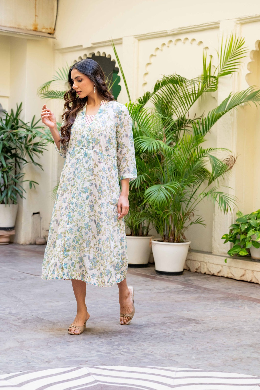 Mul Cotton & Kota Block Print Layered Dress – Secret Garden