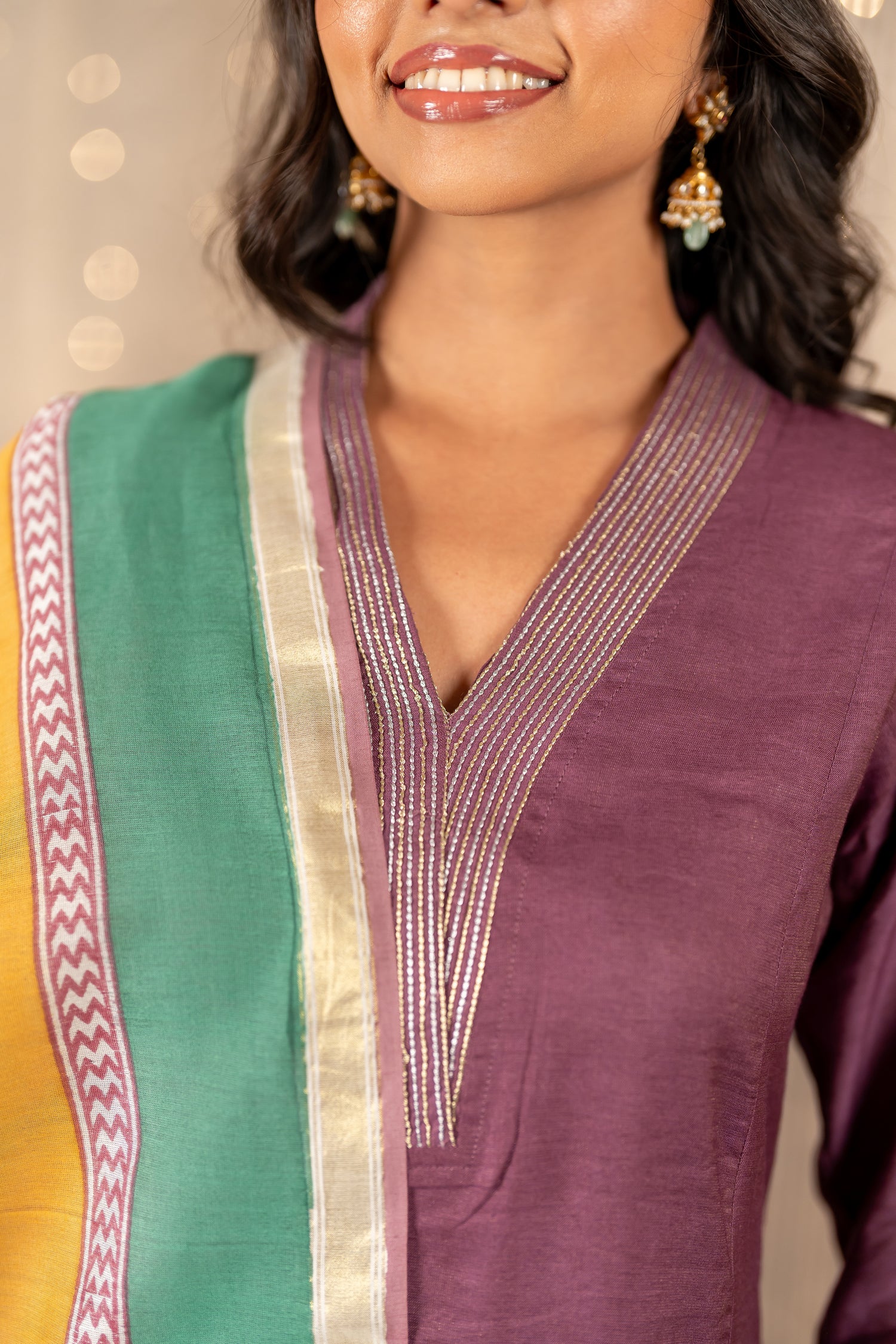 Ira Block Print Chanderi Silk Dupatta | Ray Ethnic