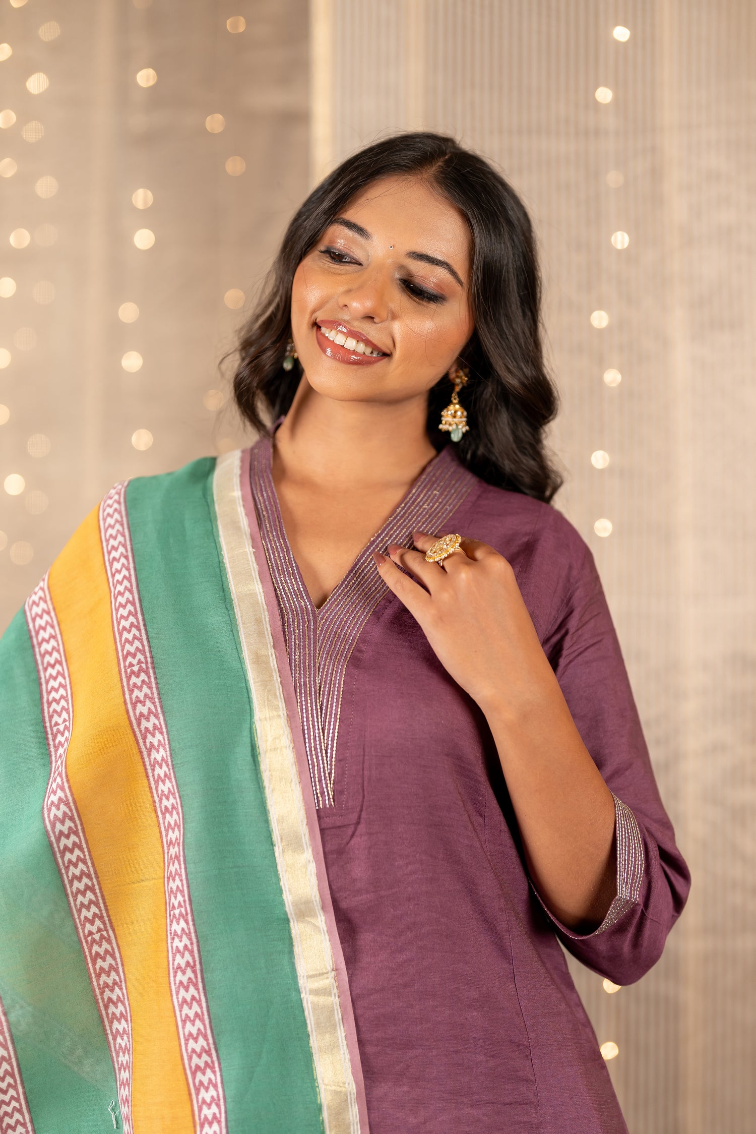 Ira Block Print Chanderi Silk Dupatta | Ray Ethnic