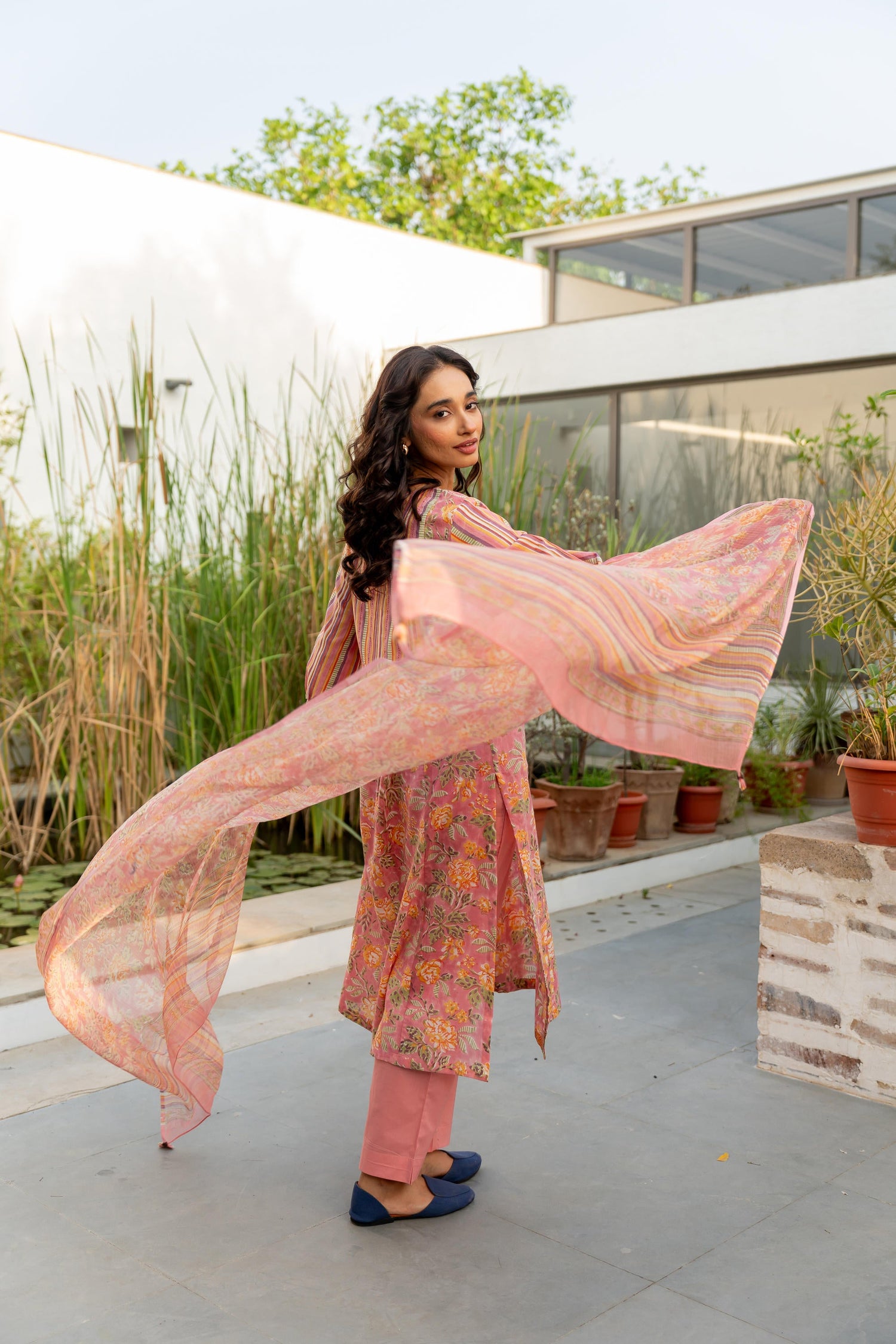 Gul Light Pink Block Print Cotton Kurta | Ray-ethnic