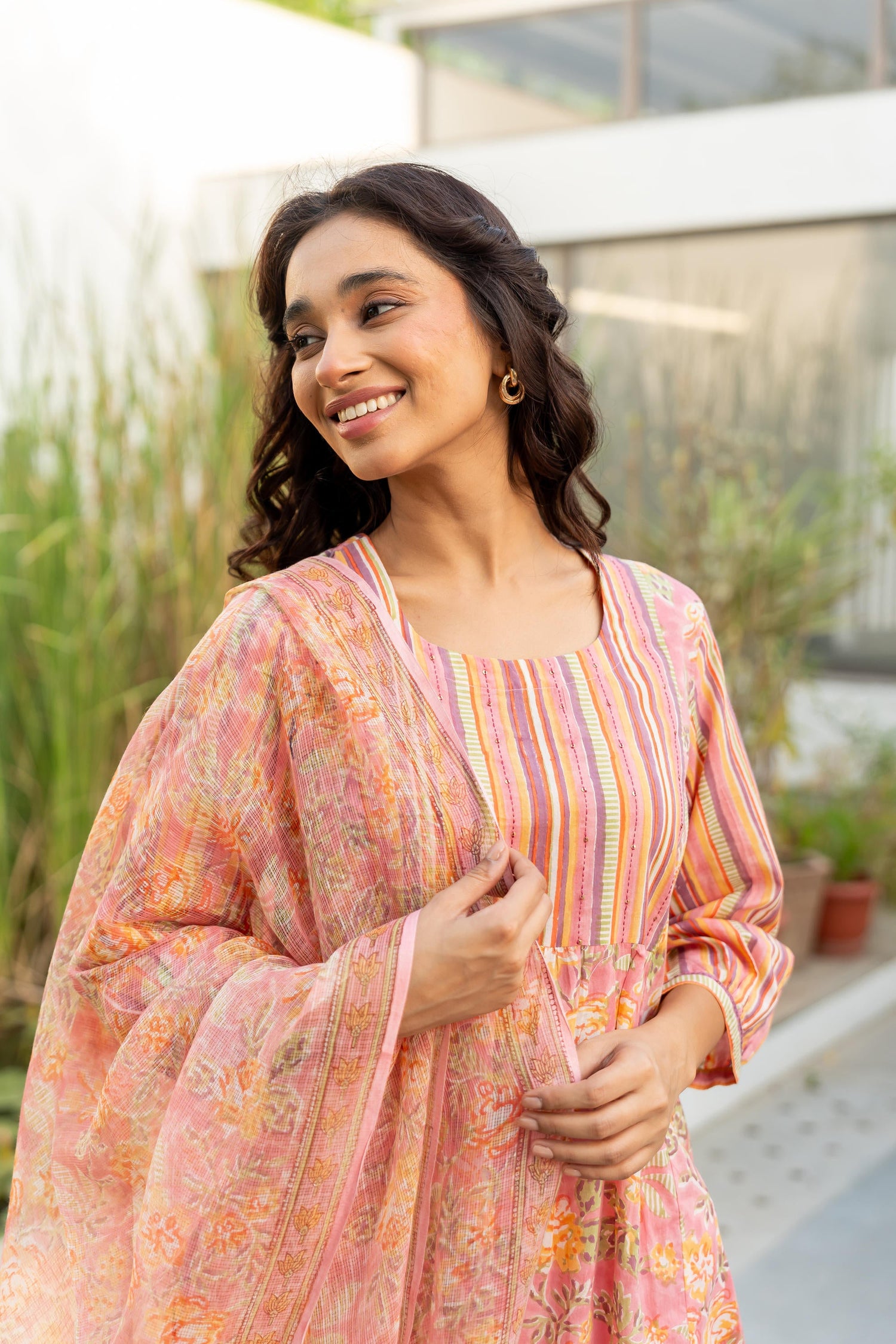 Gul Light Pink Block Print Cotton Kurta | Ray-ethnic