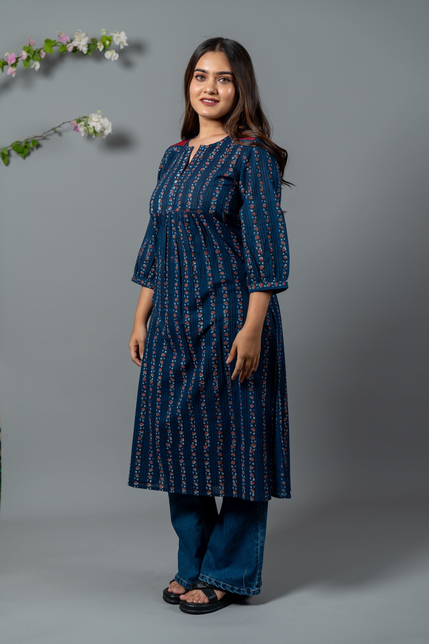 Parat Block Print Mul Cotton Kurta
