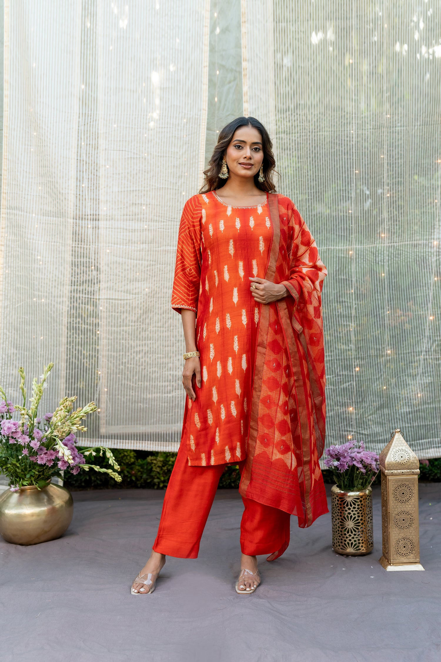 Ray Ethnic Ira – Muga Silk Set of Three with Shibori & Hand Embroidery