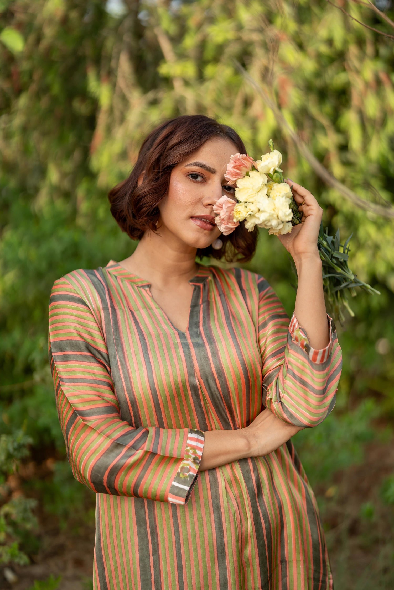 Gul Light Peach Block Printed Modal Kurta | Ray-ethnic