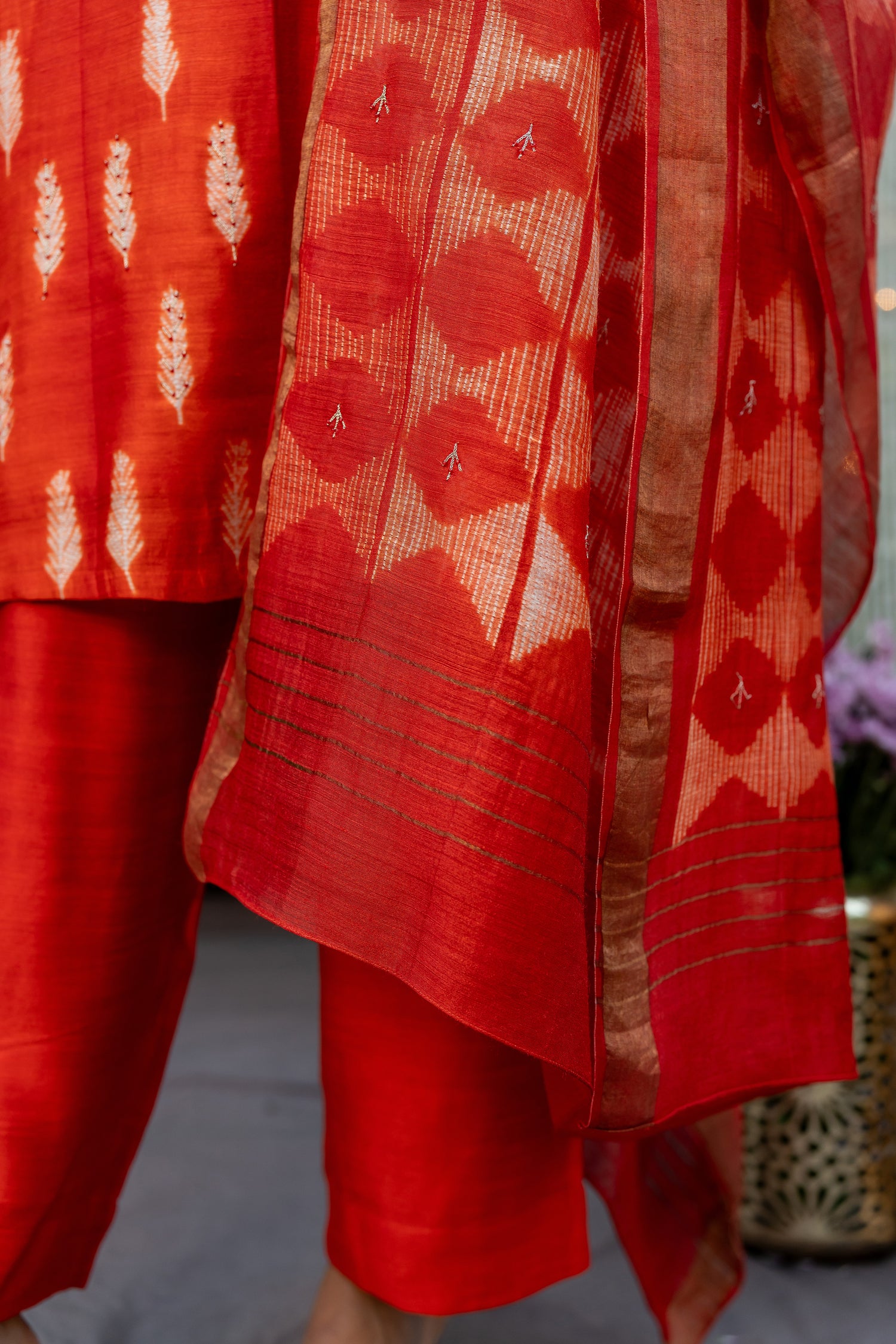 Ray Ethnic Ira – Muga Silk Set of Three with Shibori & Hand Embroidery