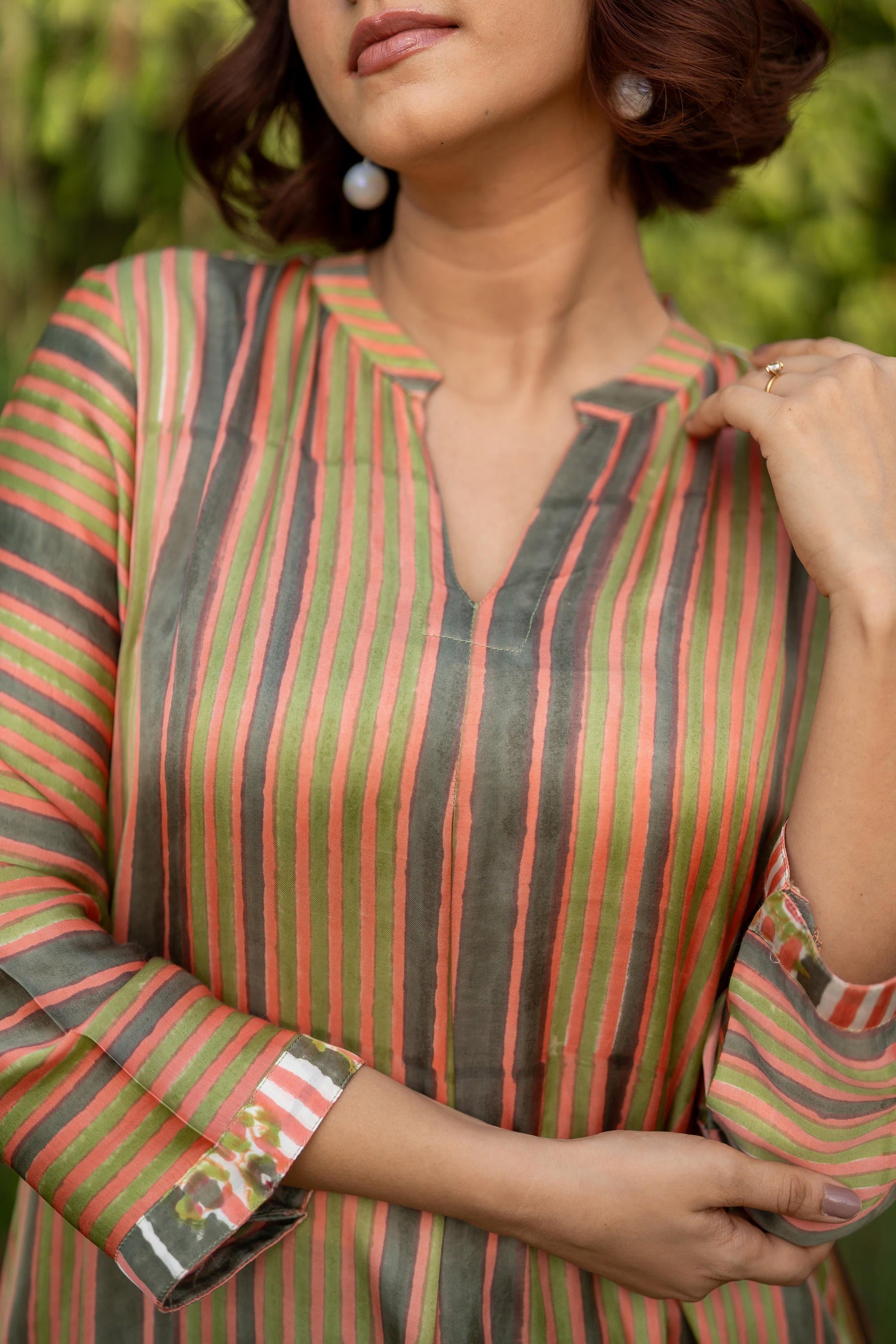 Gul Light Peach Block Printed Modal Kurta | Ray-ethnic