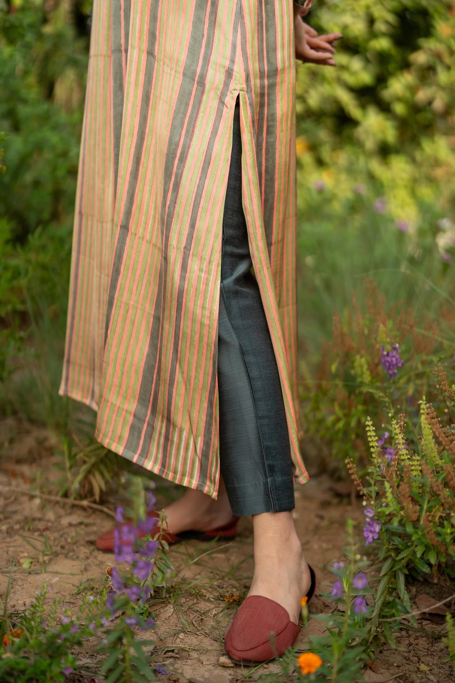 Gul Light Peach Block Printed Modal Kurta | Ray-ethnic
