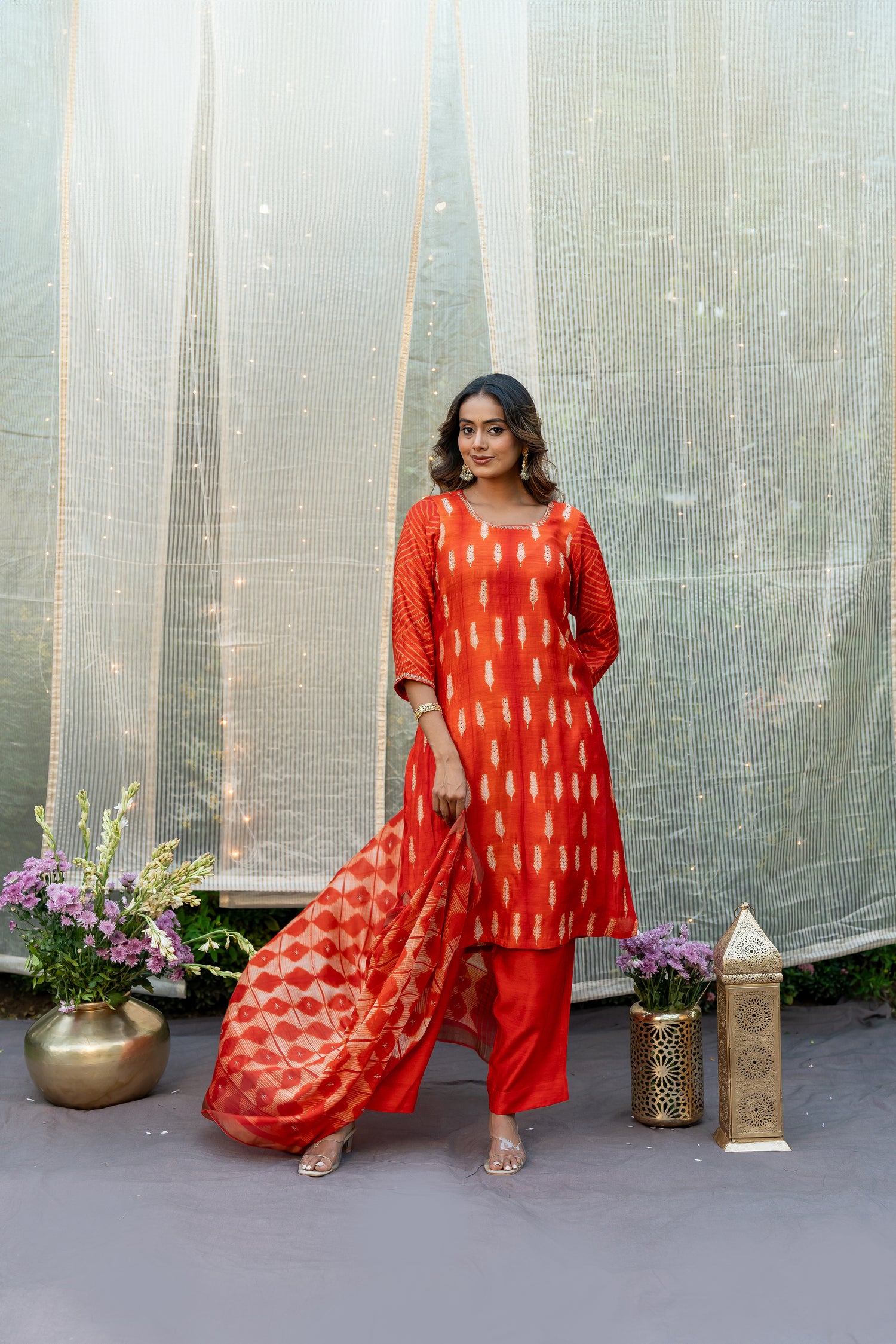 Ray Ethnic Ira – Muga Silk Set of Three with Shibori & Hand Embroidery