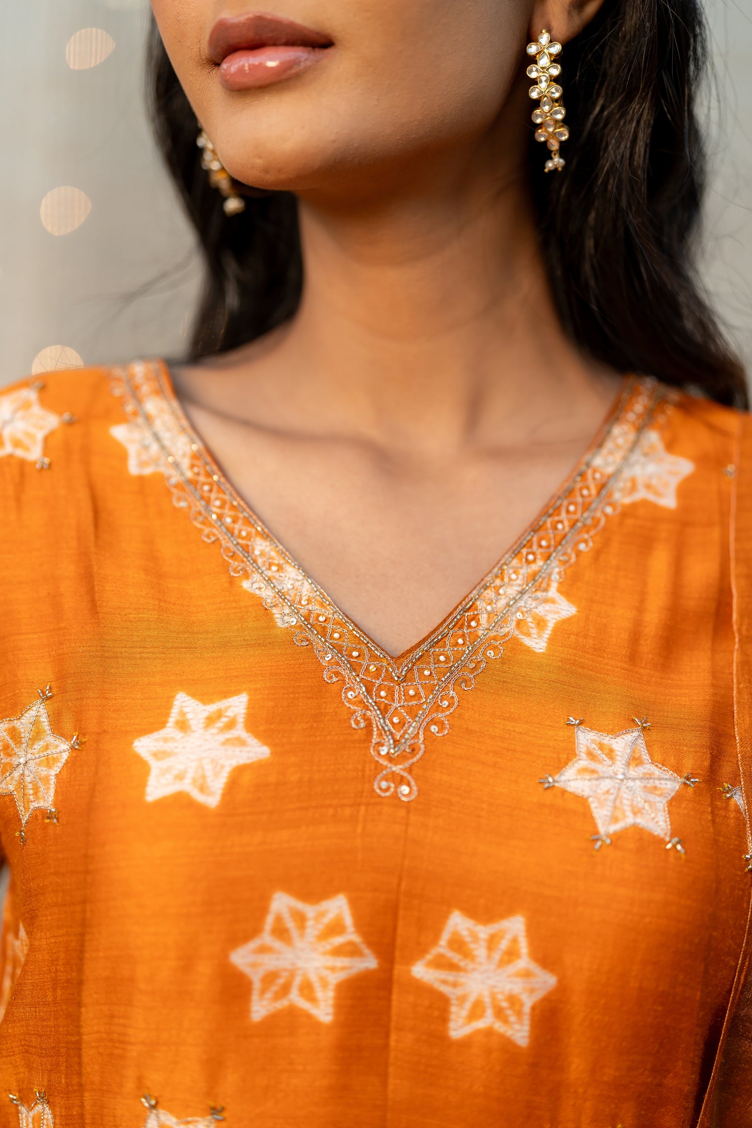 Ray Ethnic Ira – Sunrise Yellow Muga Silk Set of Three with Shibori and Delicate Hand Embroidery