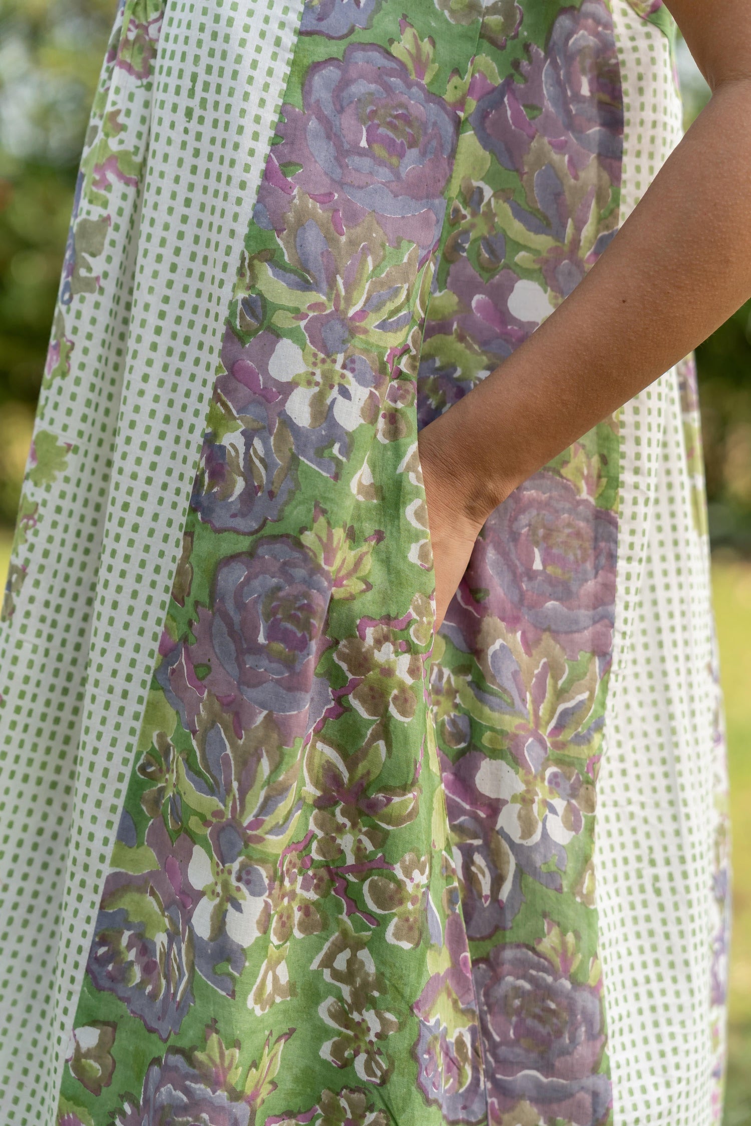 Gul Green Block Print Cotton Dress | Ray-ethnic