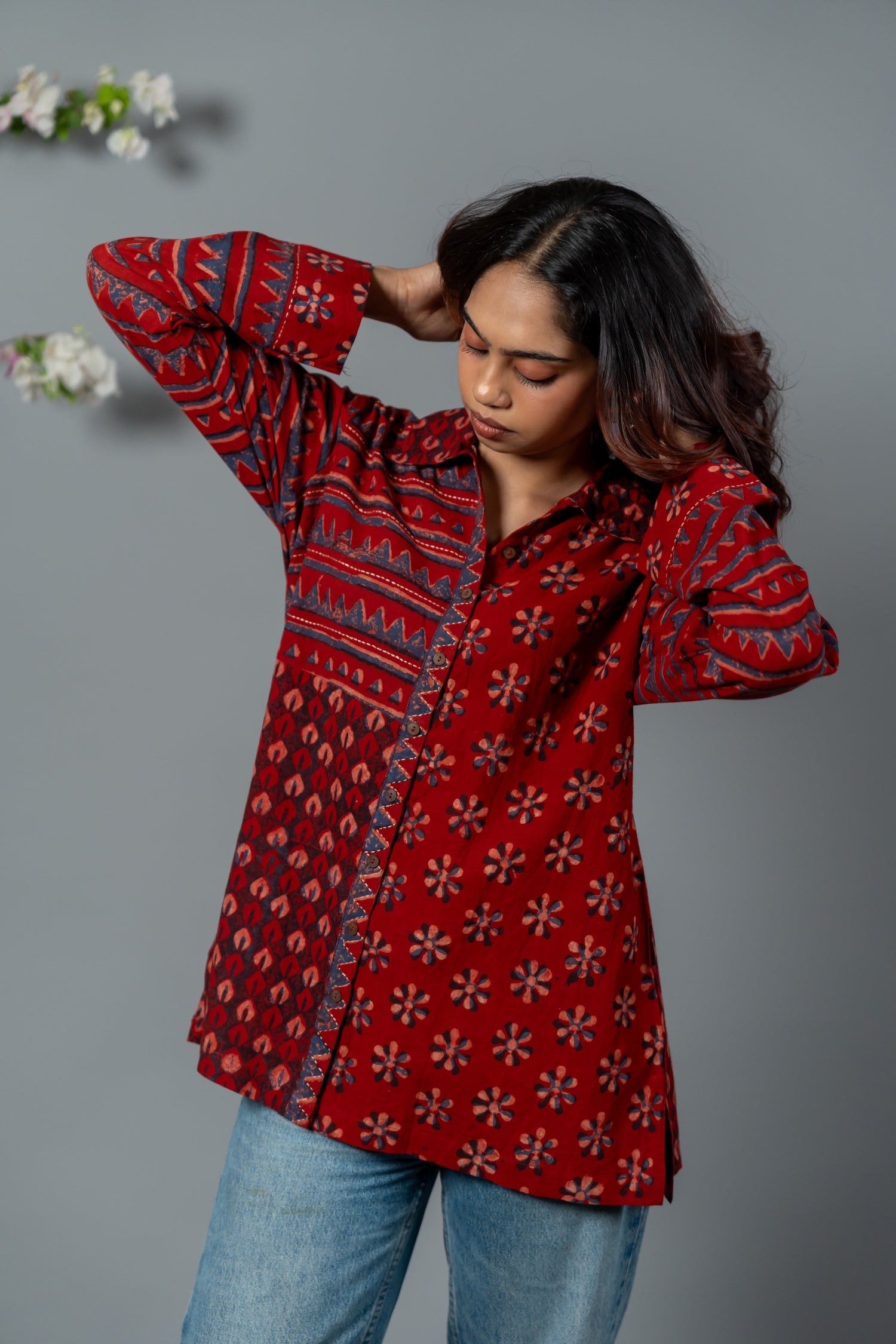 Parat Block Print Mul Cotton Top