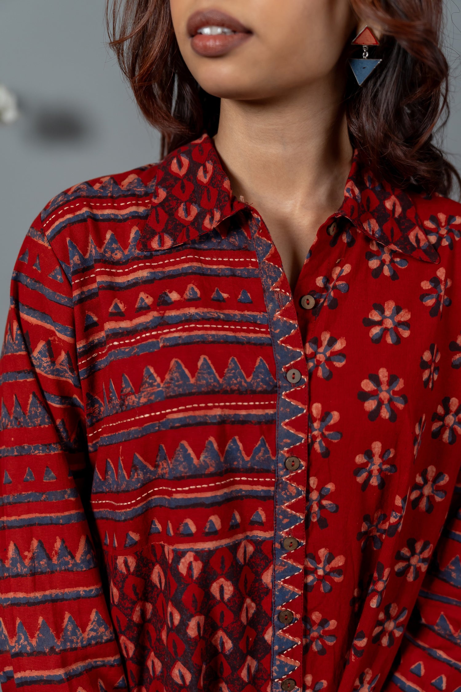 Parat Block Print Mul Cotton Top
