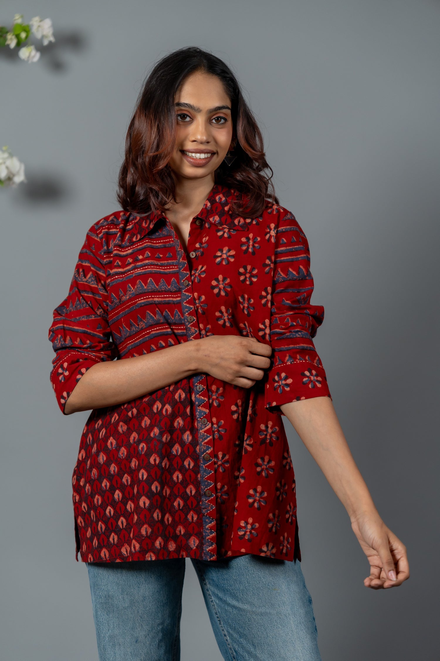 Parat Block Print Mul Cotton Top