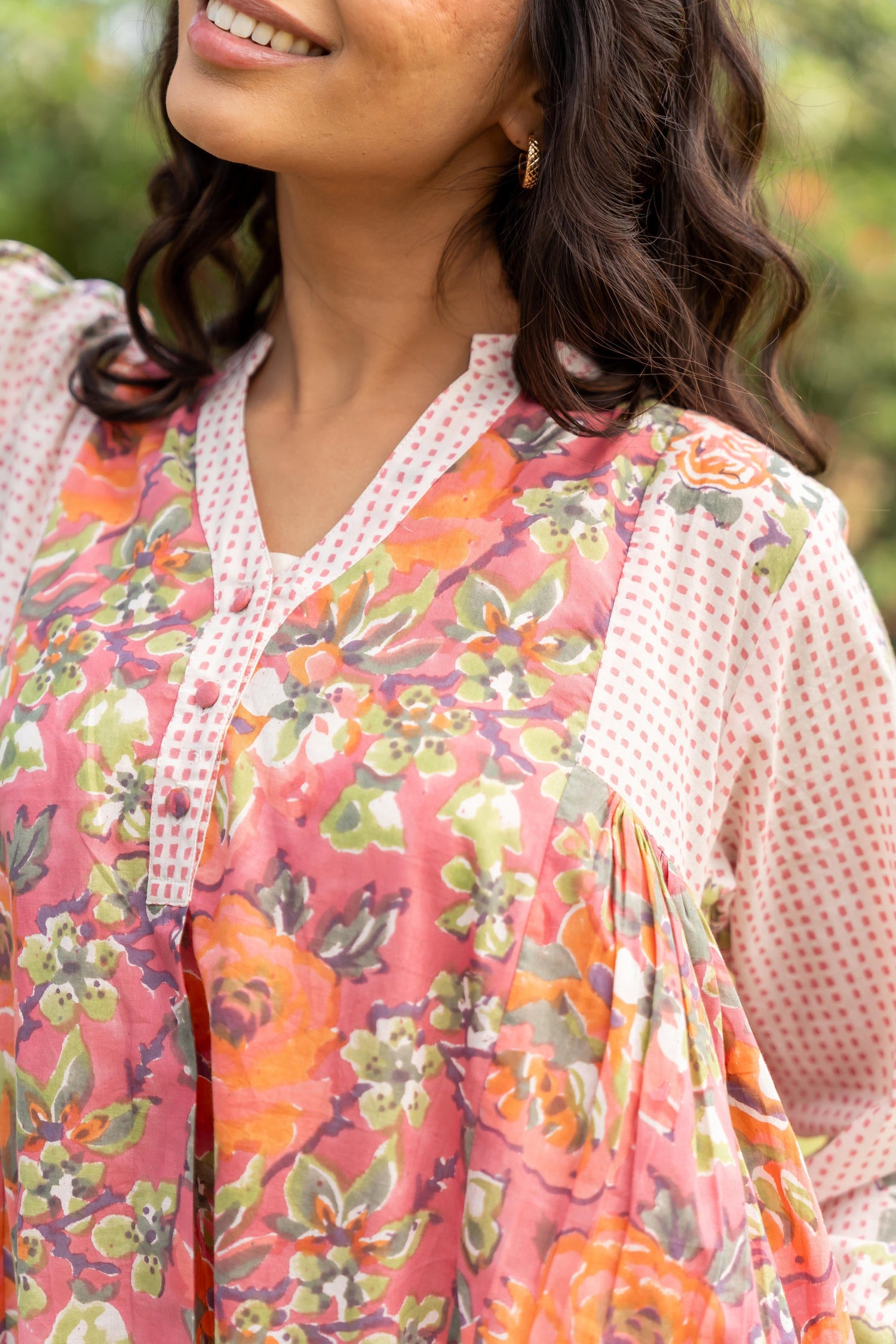 Gul Pink Block Print Cotton Dress | Ray-ethnic
