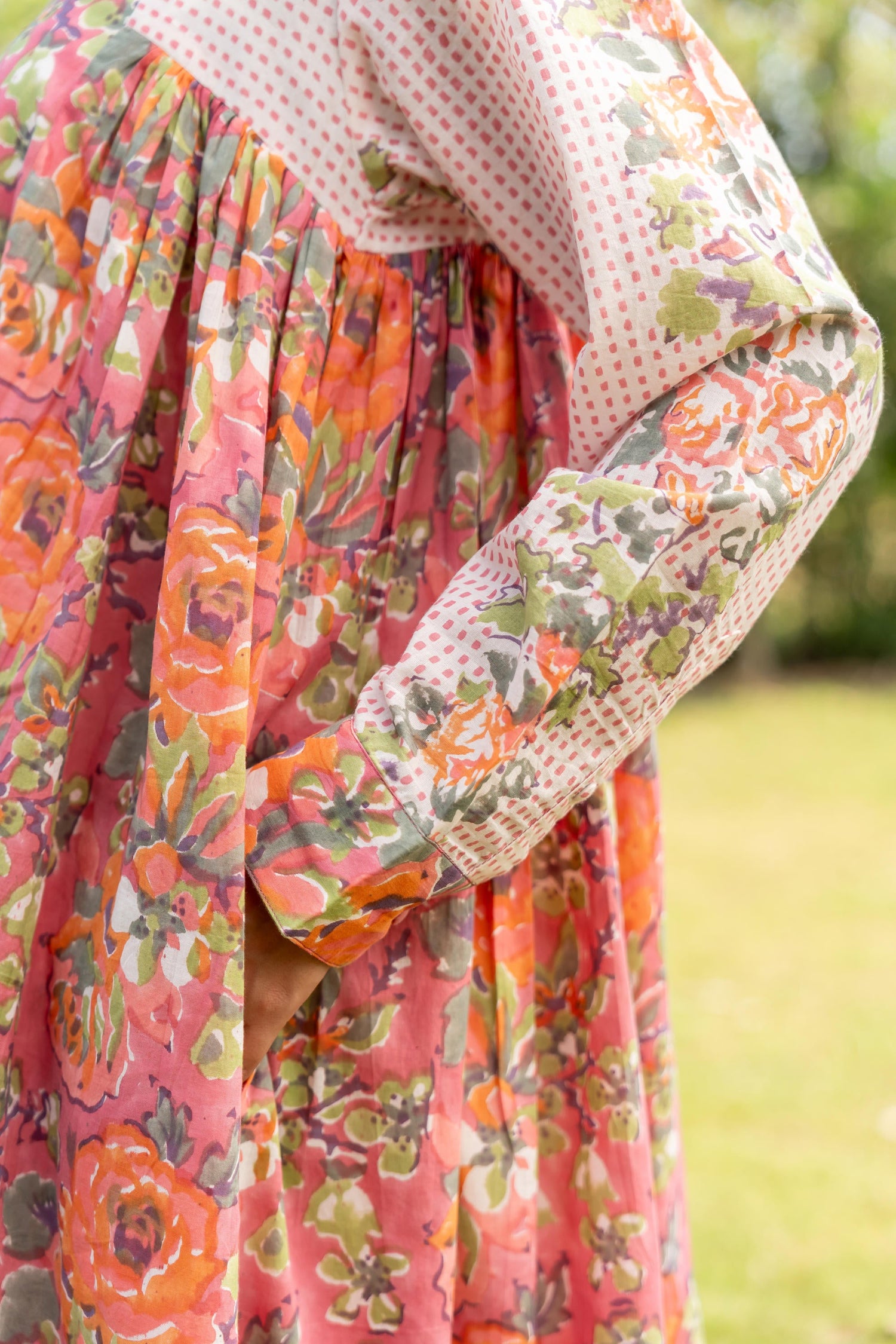 Gul Pink Block Print Cotton Dress | Ray-ethnic