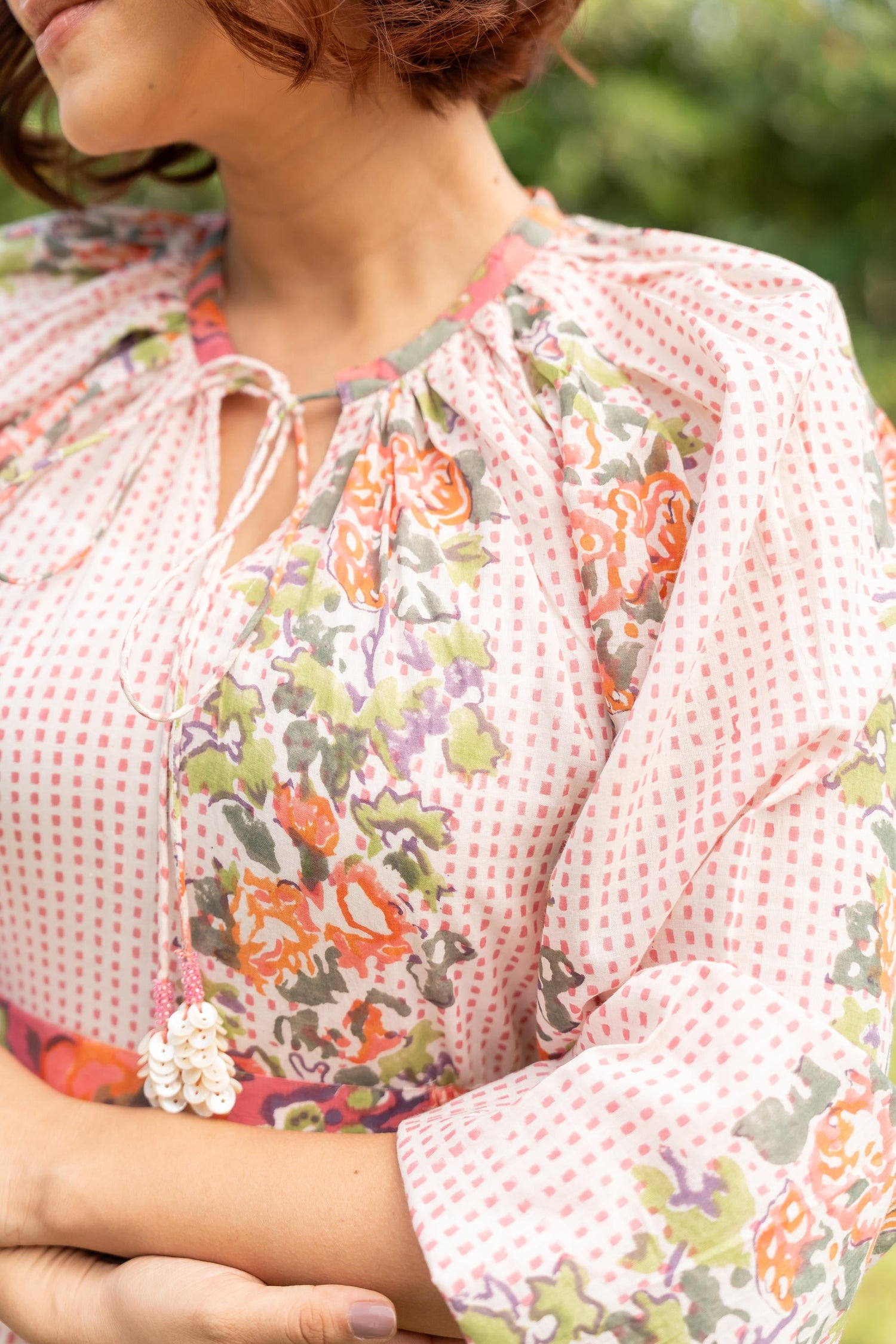 Gul Light Pink Block Print Cotton Dress | Ray-ethnic