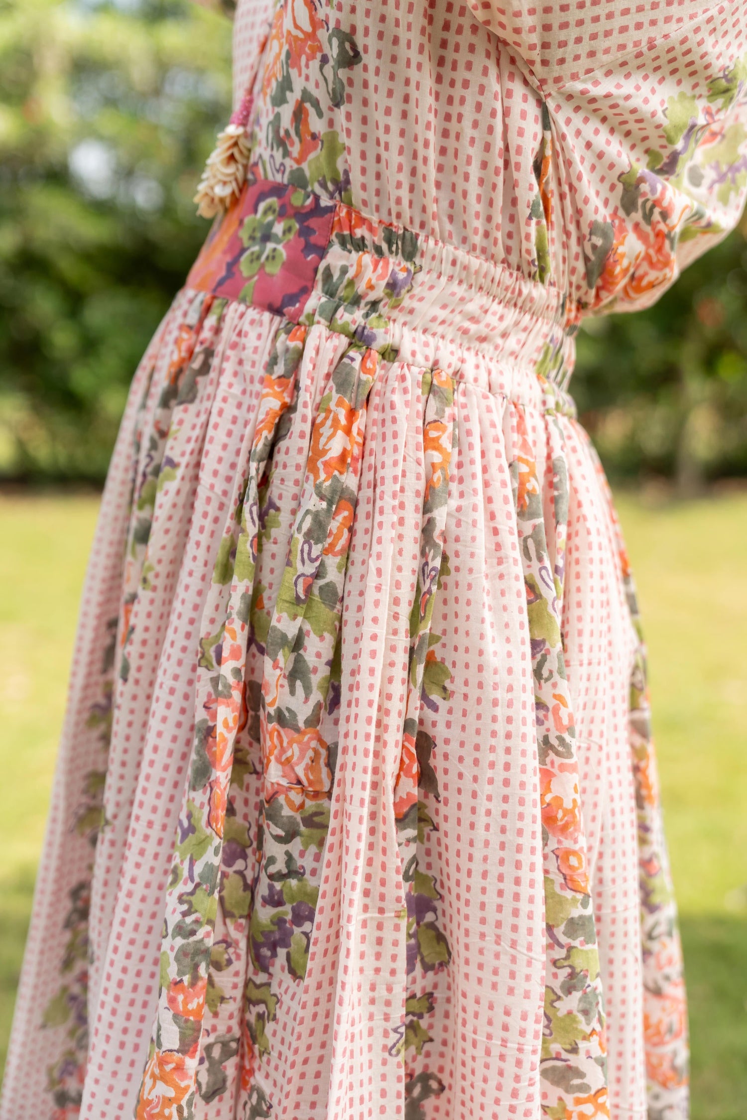 Gul Light Pink Block Print Cotton Dress | Ray-ethnic