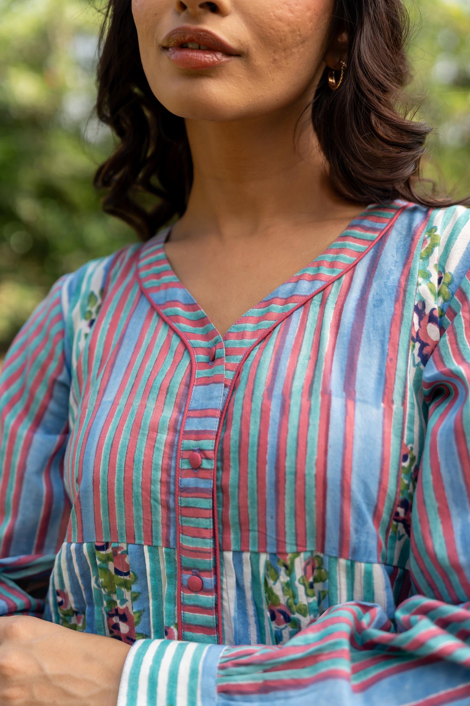 Gul Sea Green Block Print Cotton Dress | Ray-ethnic