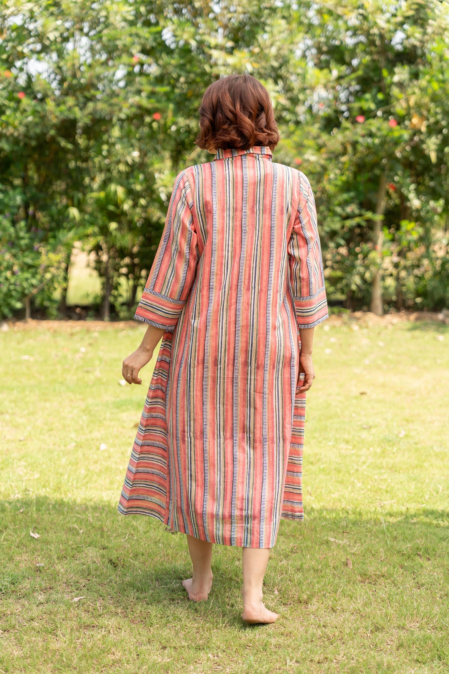 Gul Light Pink Block Print Cotton Dress | Ray-ethnic