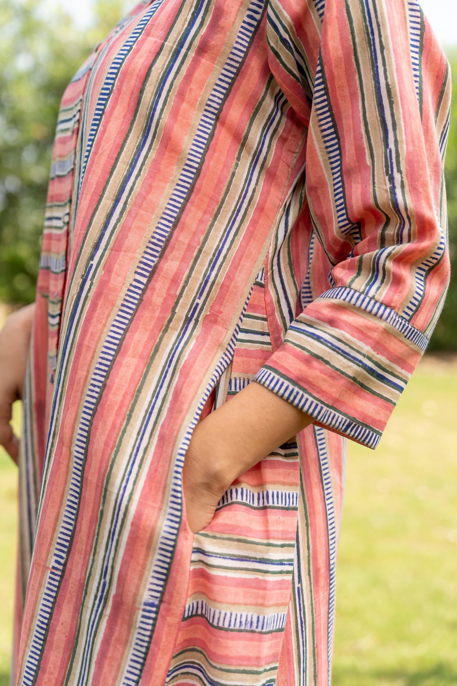 Gul Light Pink Block Print Cotton Dress | Ray-ethnic