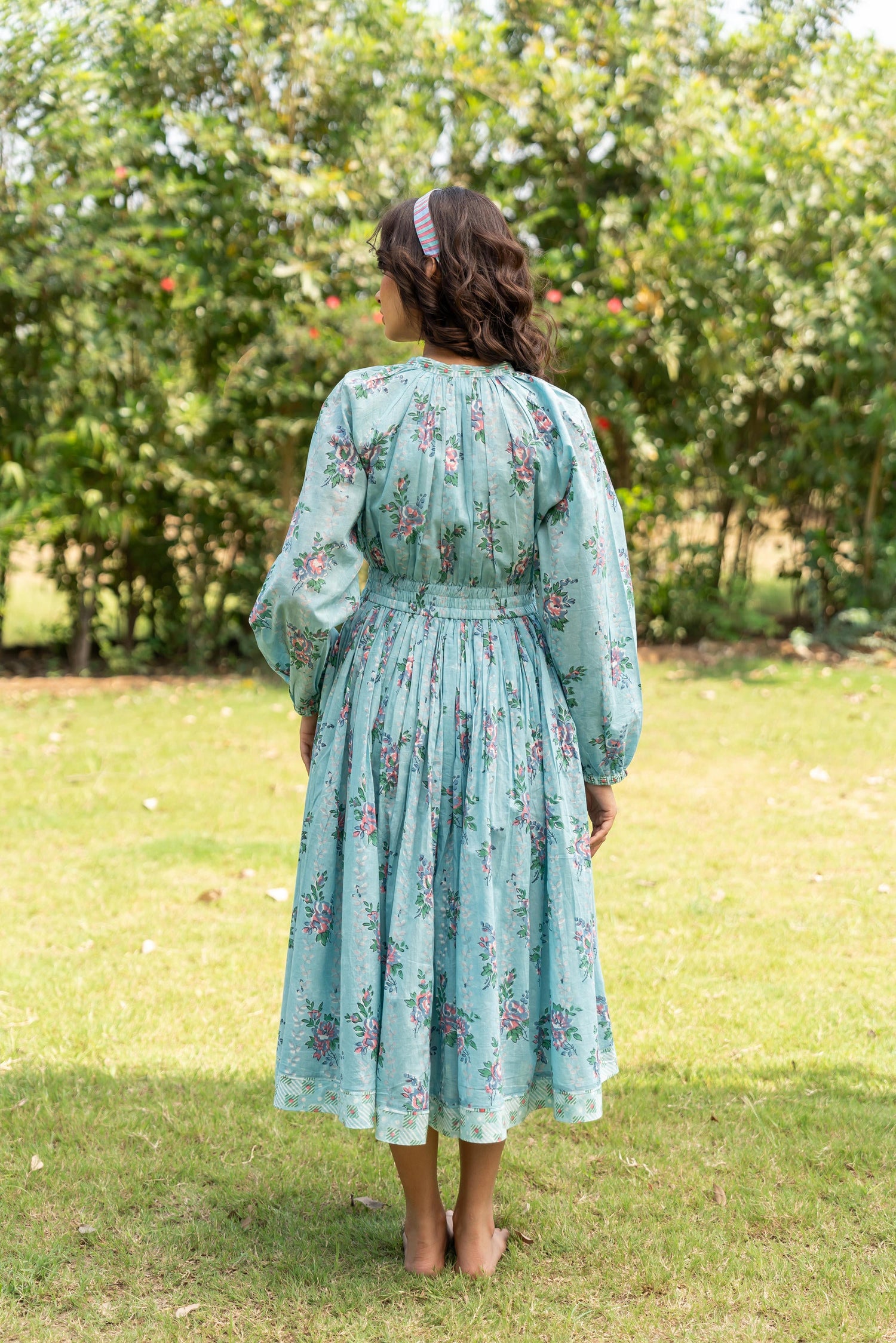 Gul Deep Sea Block Print Cotton Dress | Ray-ethnic