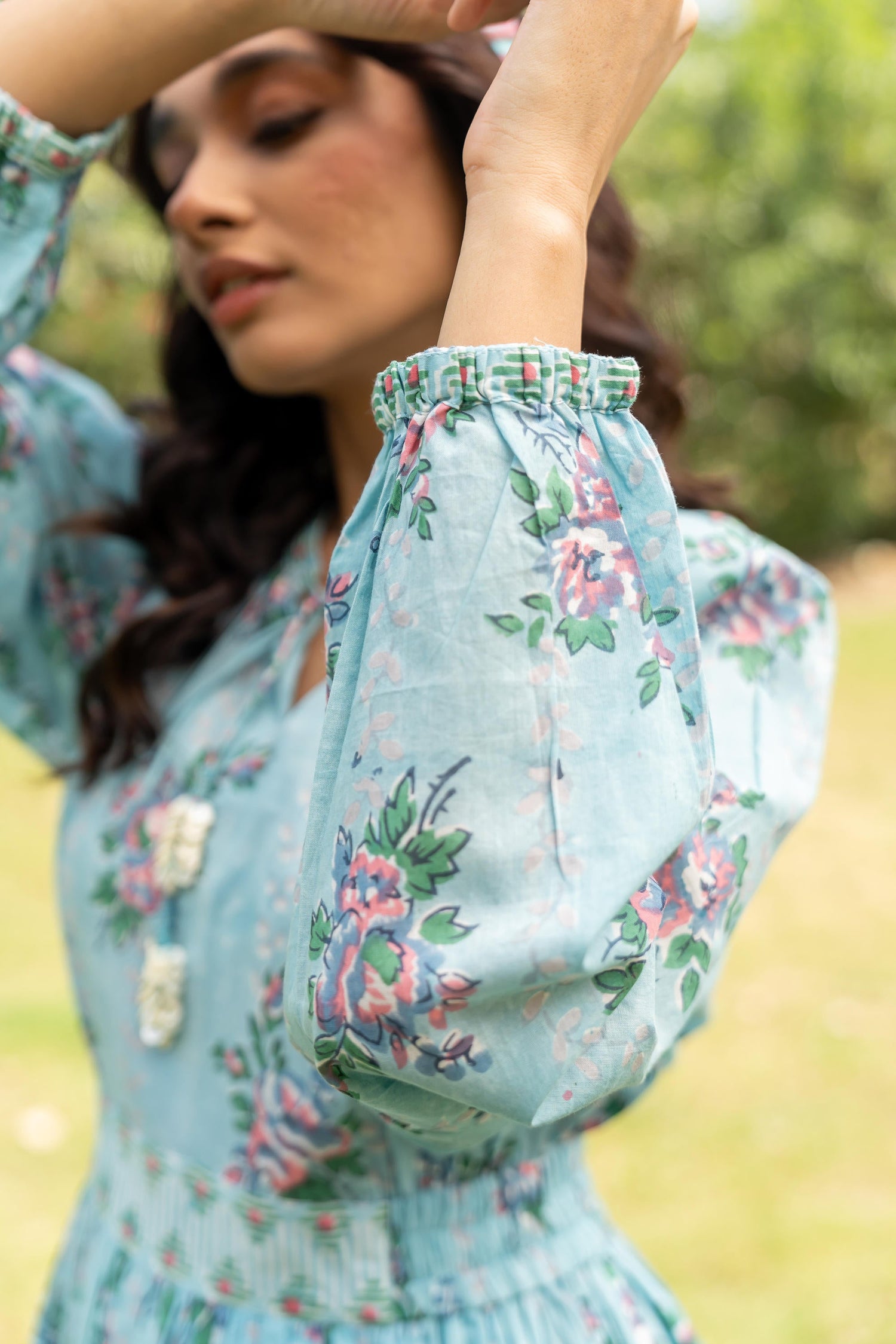 Gul Deep Sea Block Print Cotton Dress | Ray-ethnic