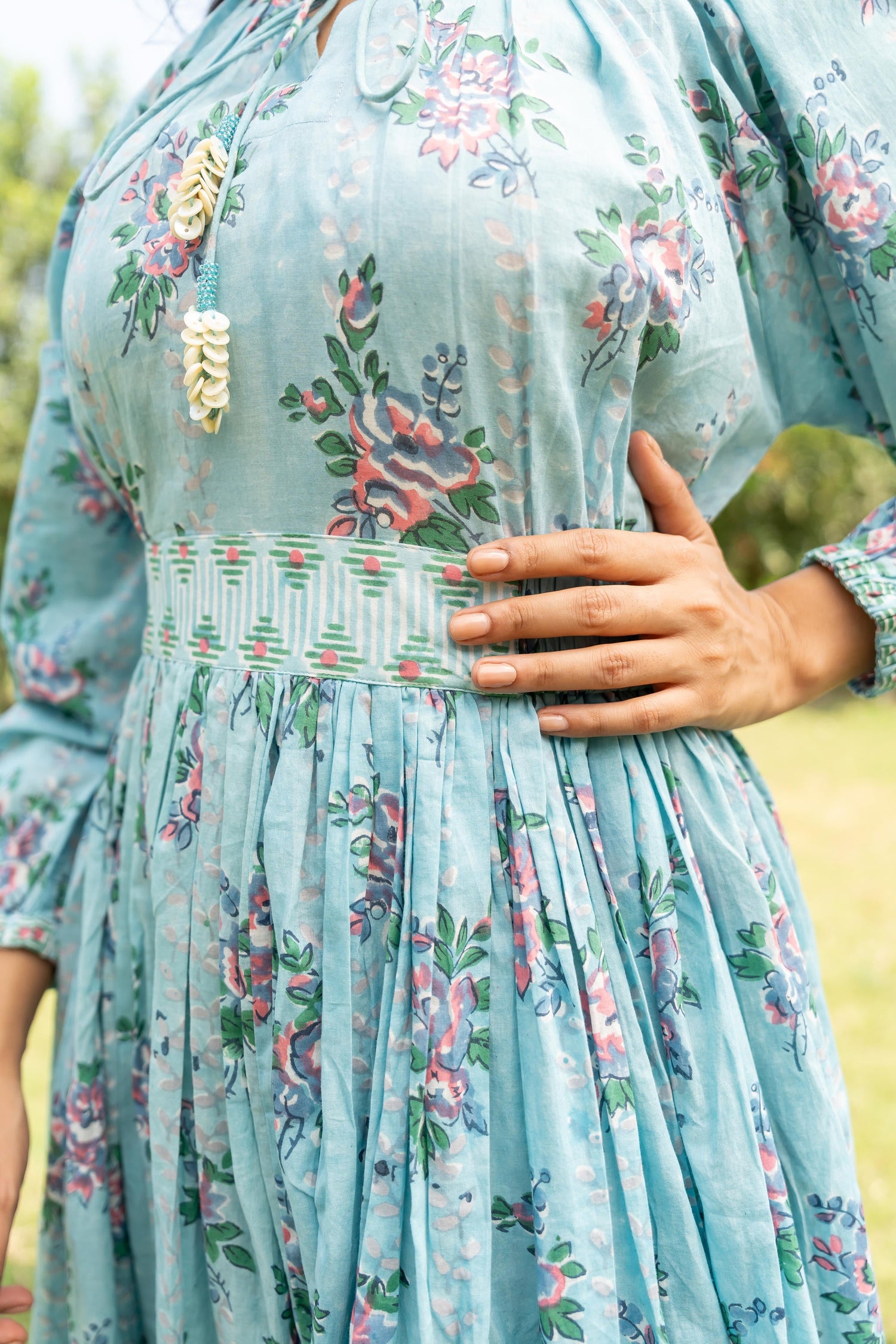 Gul Deep Sea Block Print Cotton Dress | Ray-ethnic