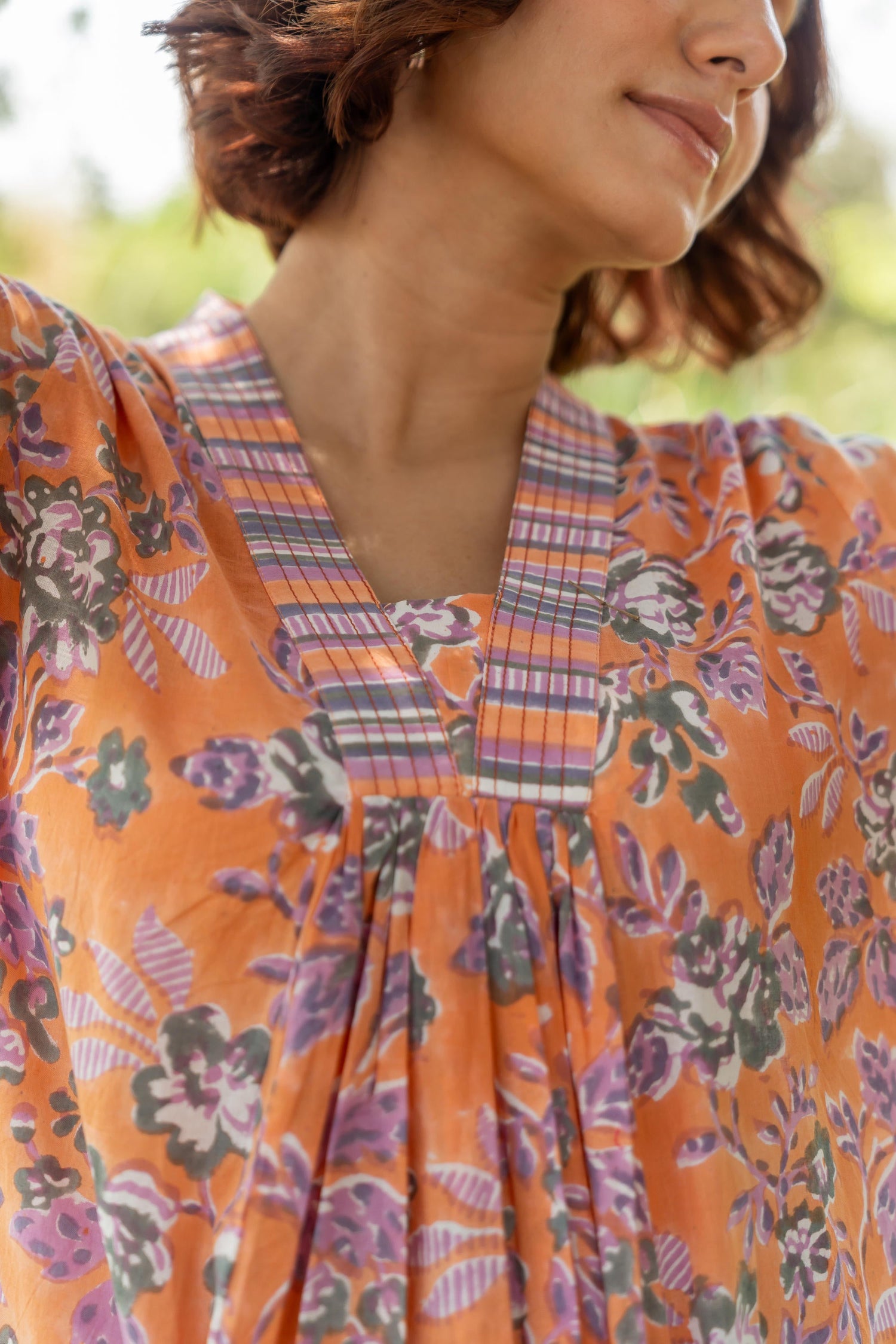 Gul Peach Block Print Cotton Set of 2 | Ray-ethnic