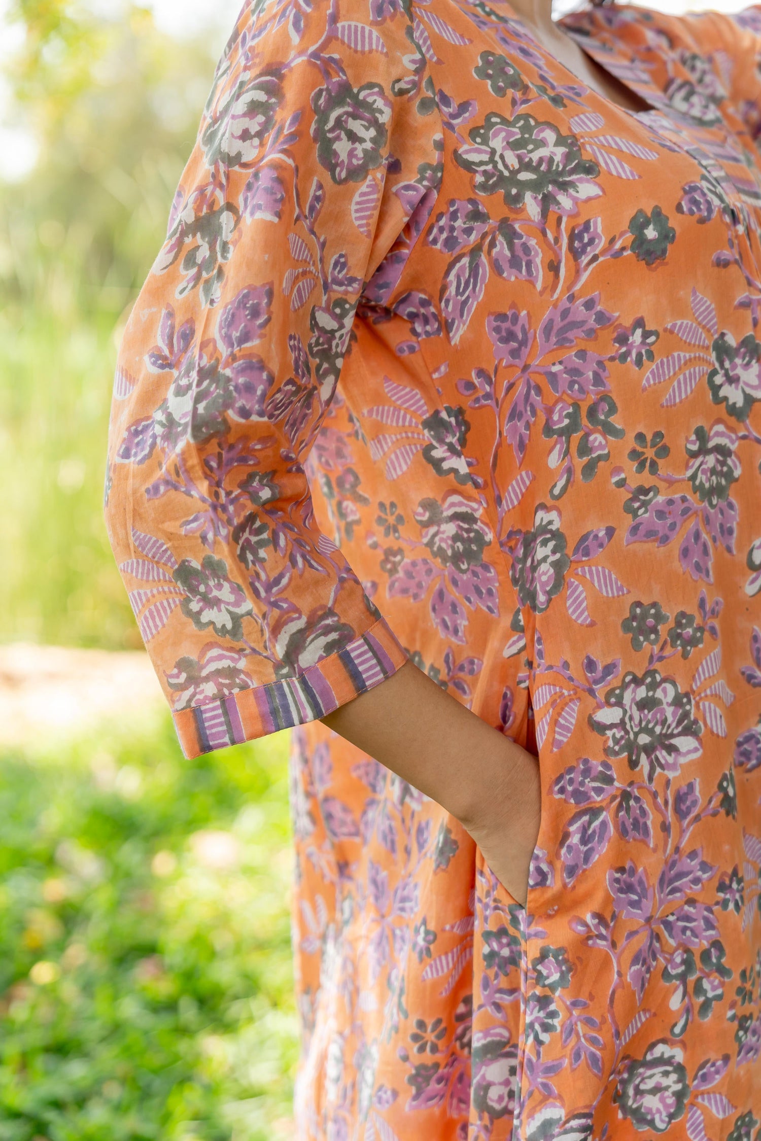 Gul Peach Block Print Cotton Set of 2 | Ray-ethnic