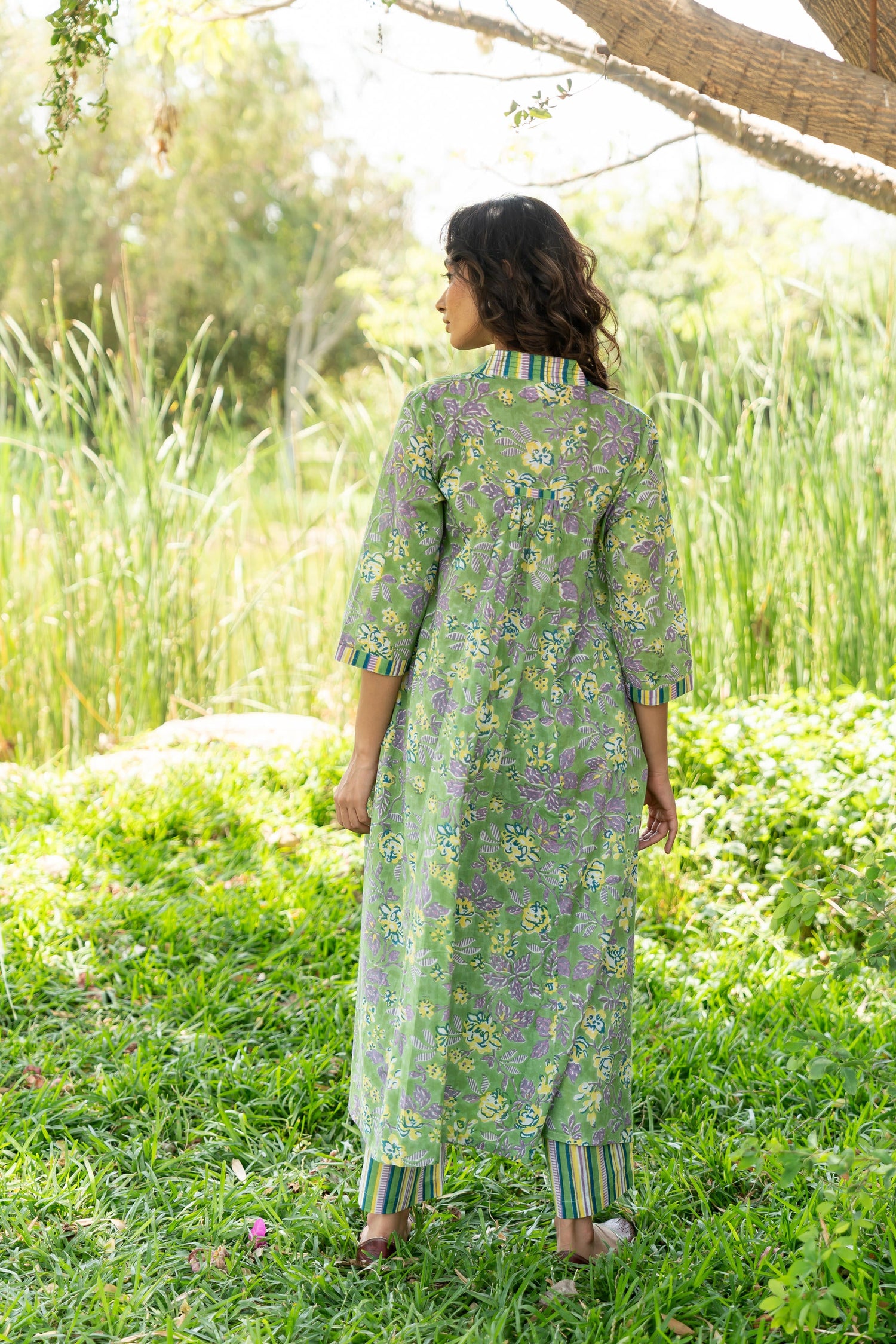 Gul Green Block Print Cotton Set of 2 | Ray-ethnic